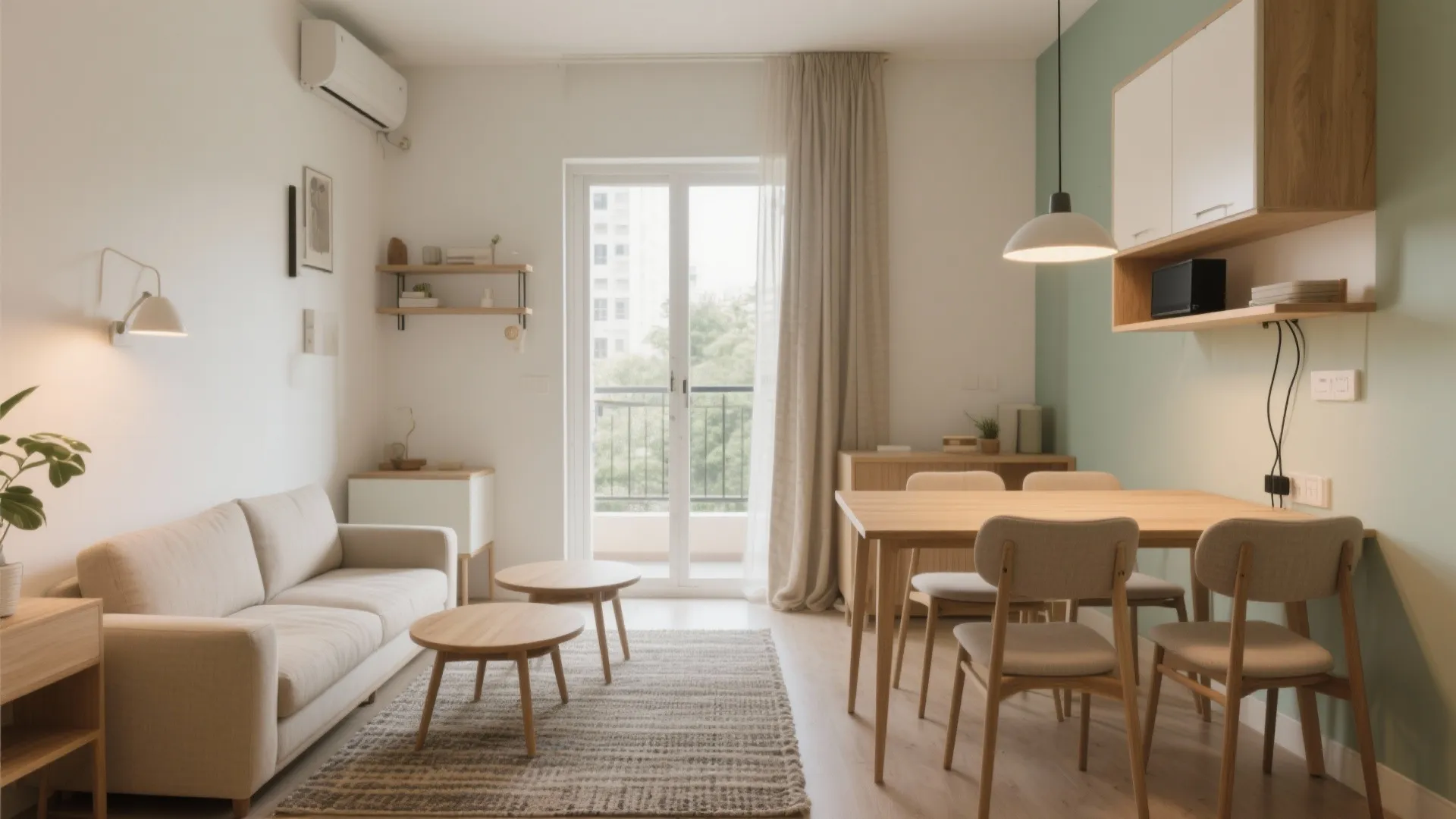 Multifunctional living-dining planning