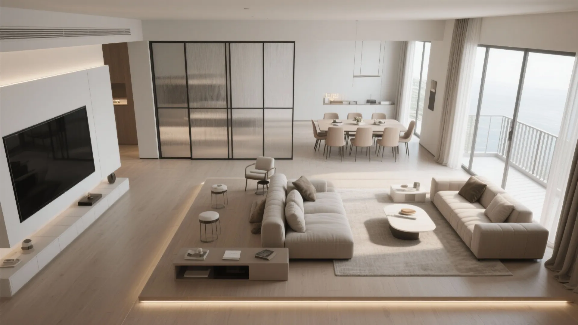 Flexible Living-Dining with Sliding Partitions