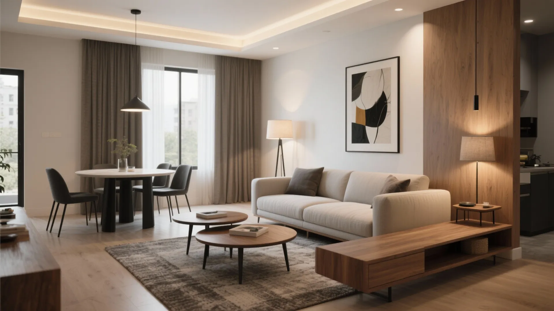 3) A living-dining that flexes—without losing warmth