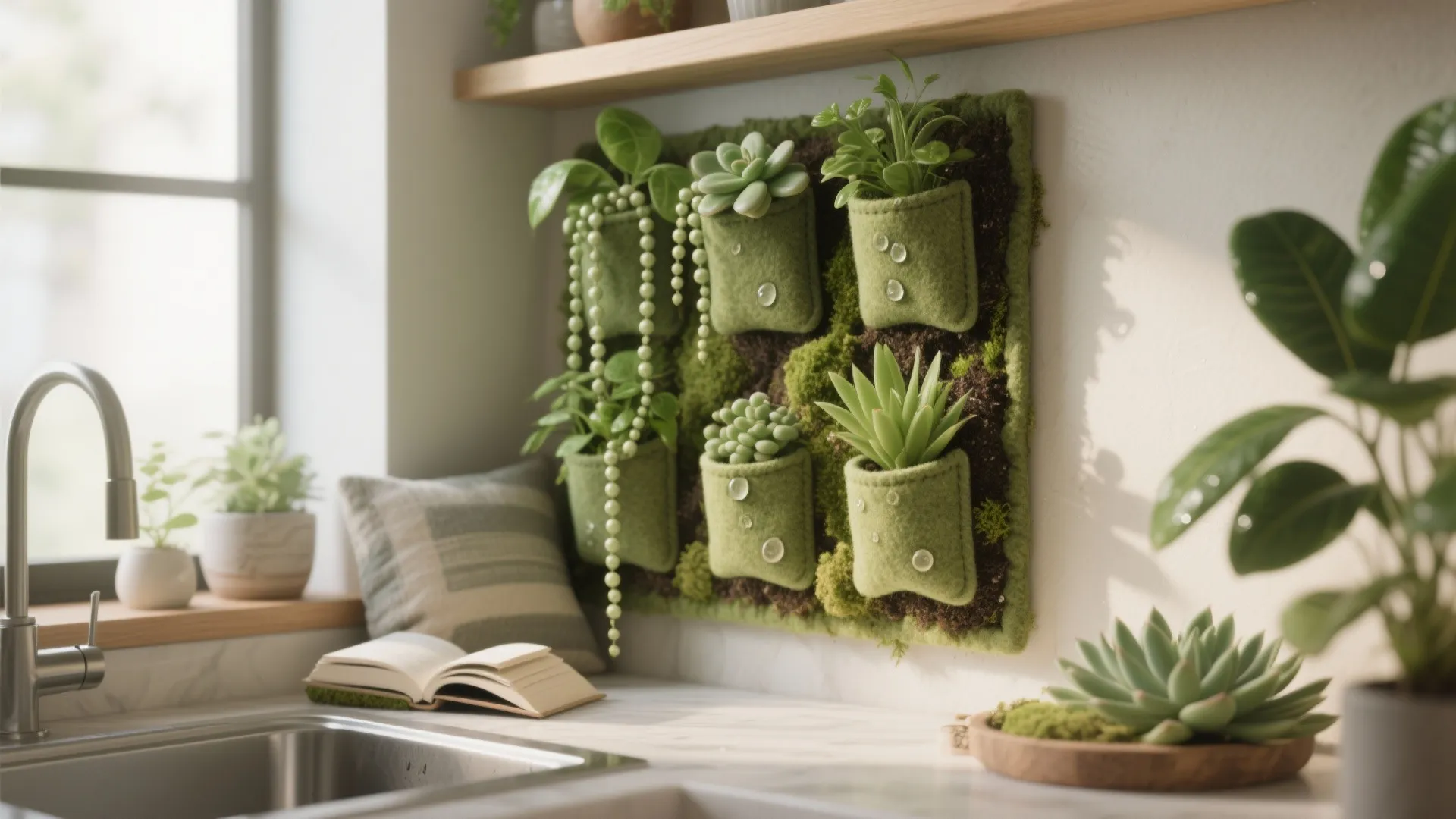 3. Living Wall Pockets (Small-Scale)