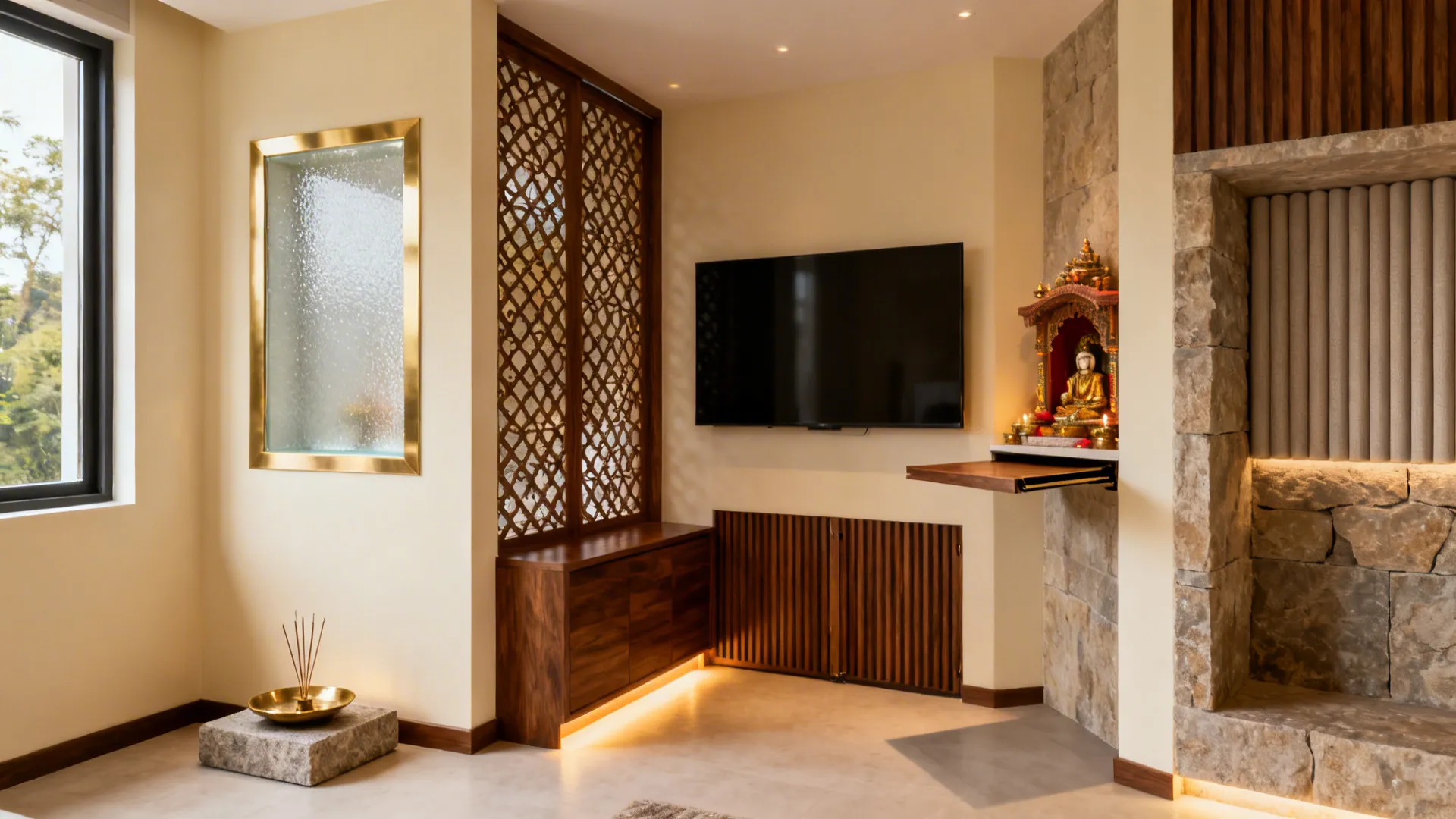 5 Partition Pooja Room Ideas in Living Room