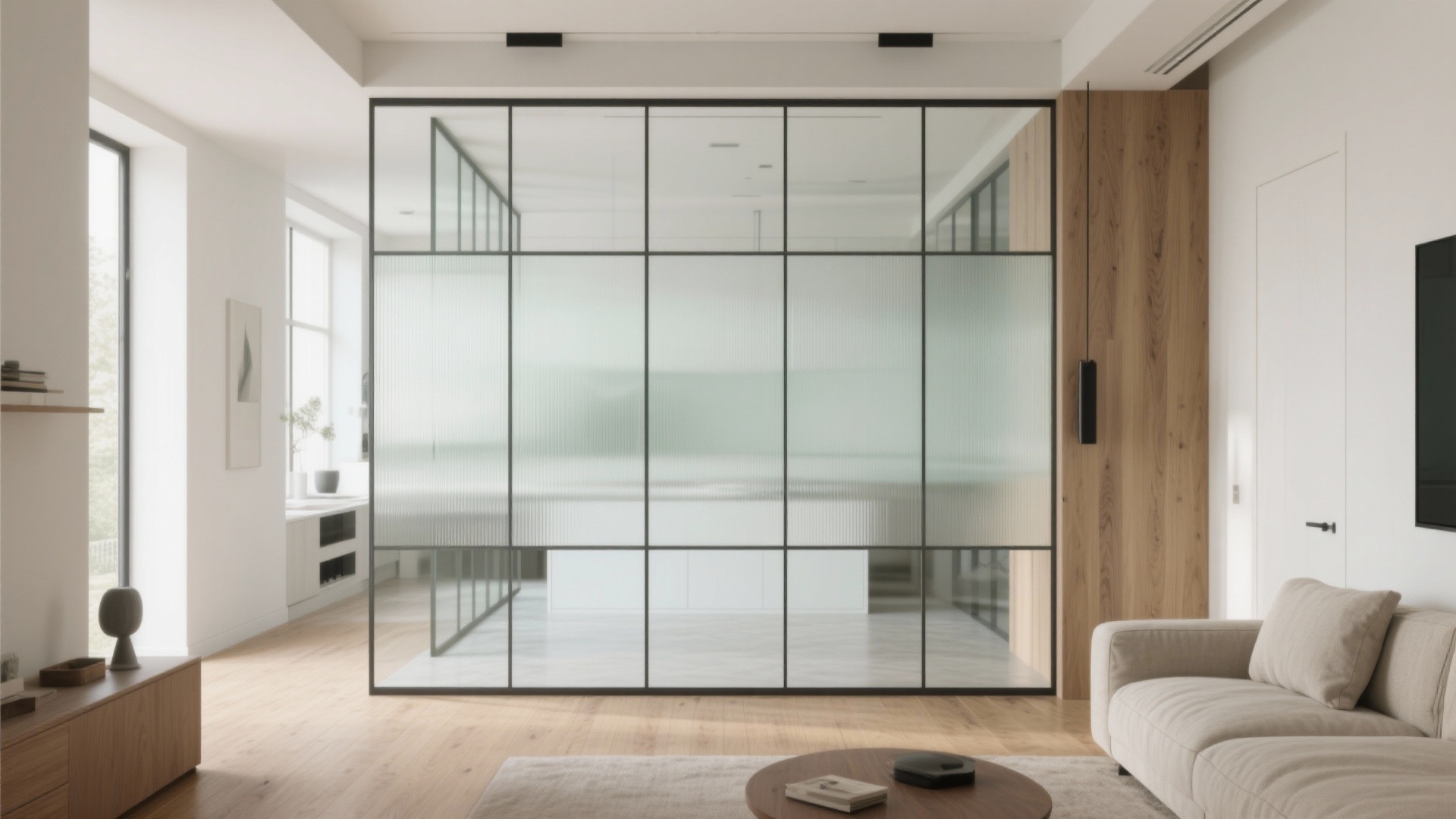 Photo inspiration: Gallery Detail: Living Room Feels Dark Wall Glass Design That Adds Light