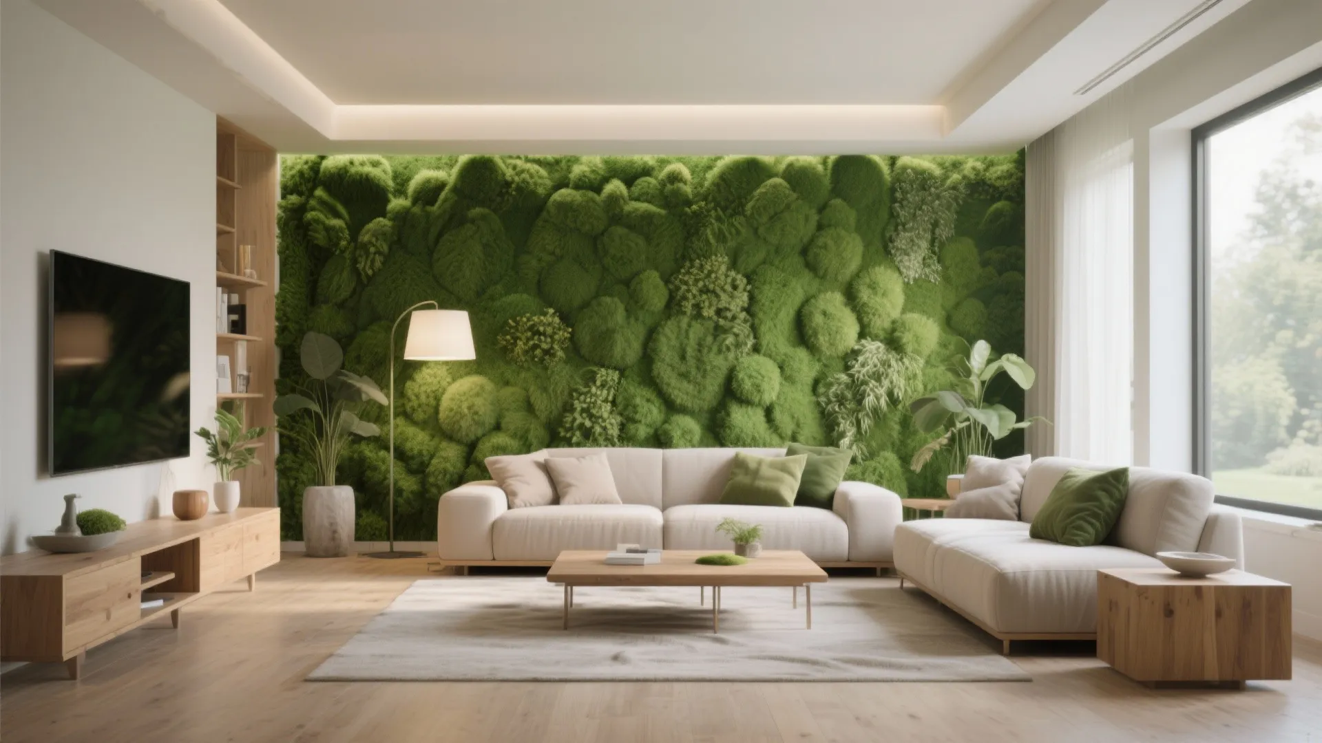 Artificial Grass Accent Wall in the Living Room