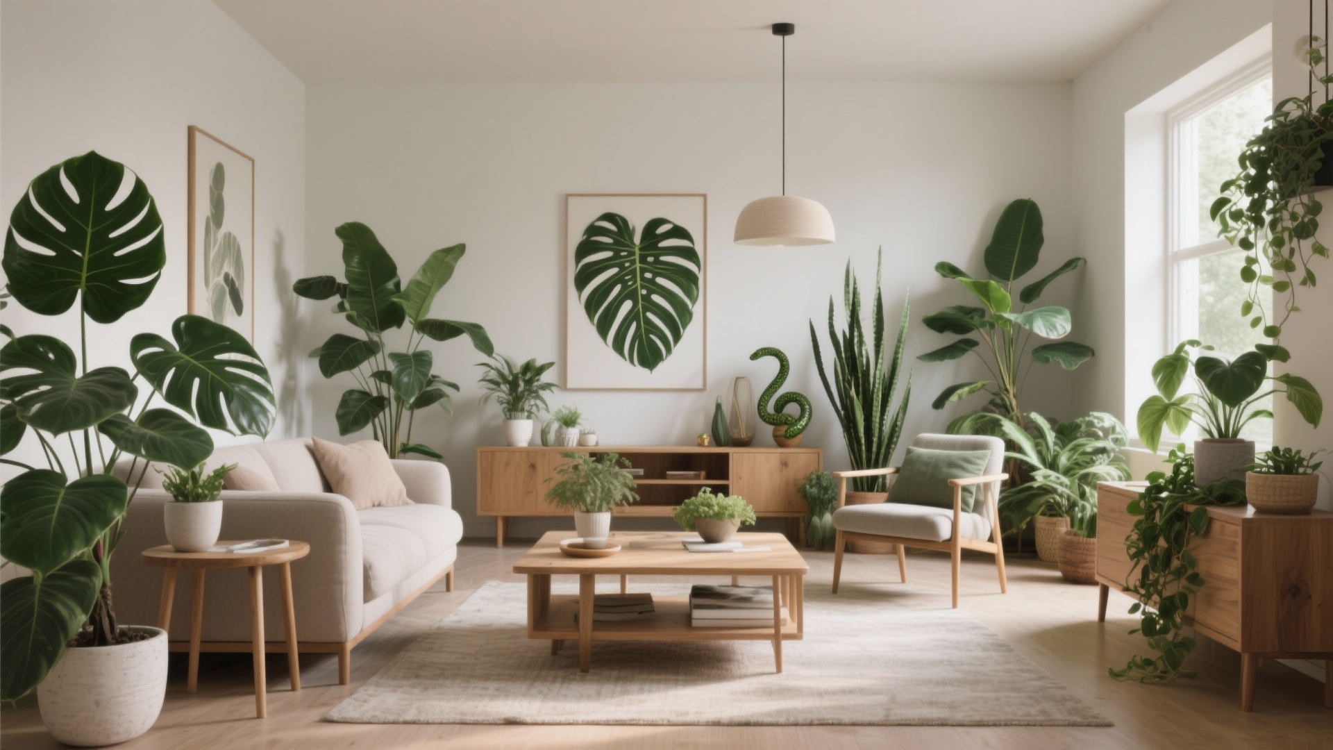 View of 10 Living Room Plants Ideas for a Stylish Home