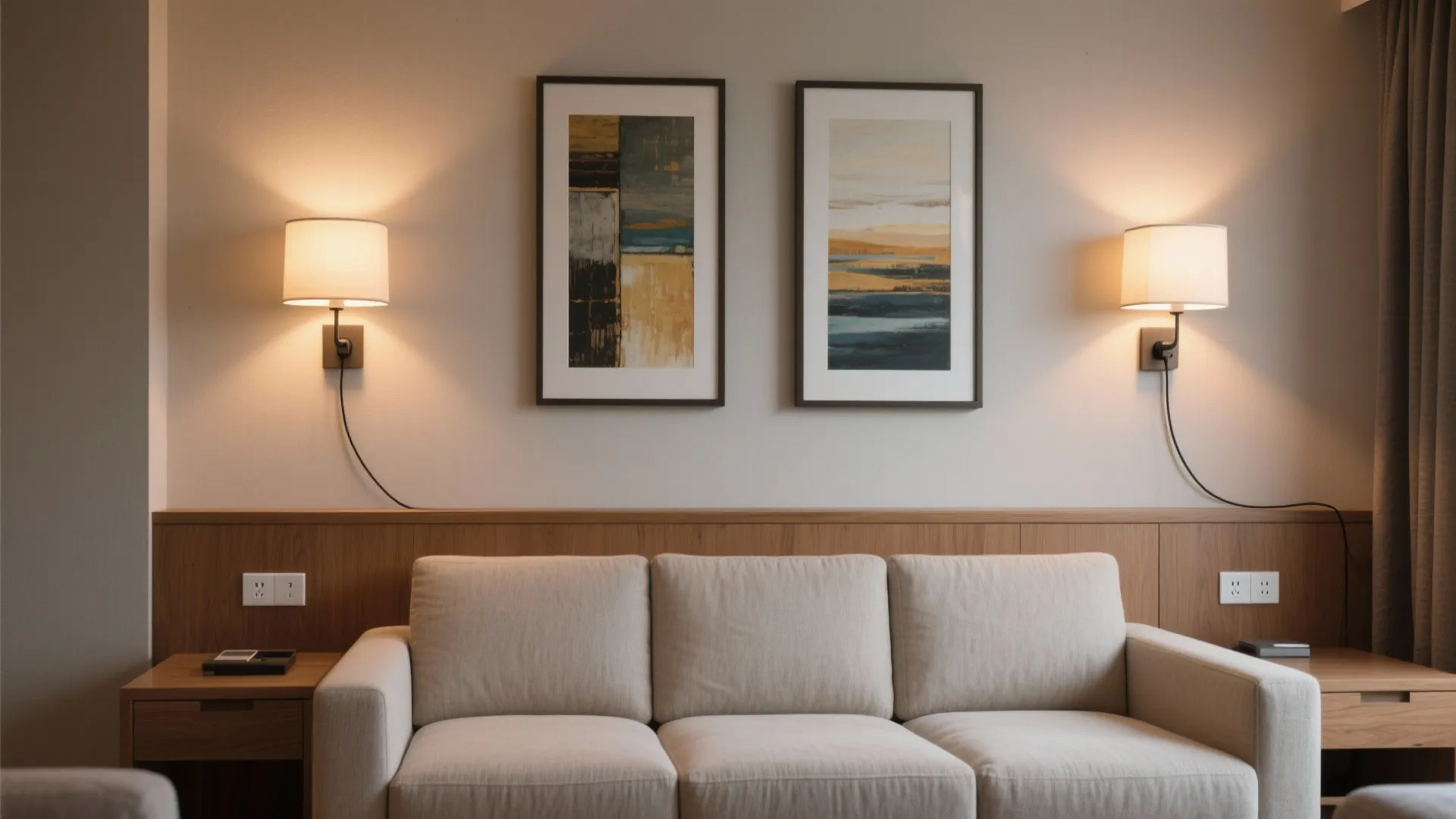 2) Sconces with dim-to-warm bulbs for living rooms