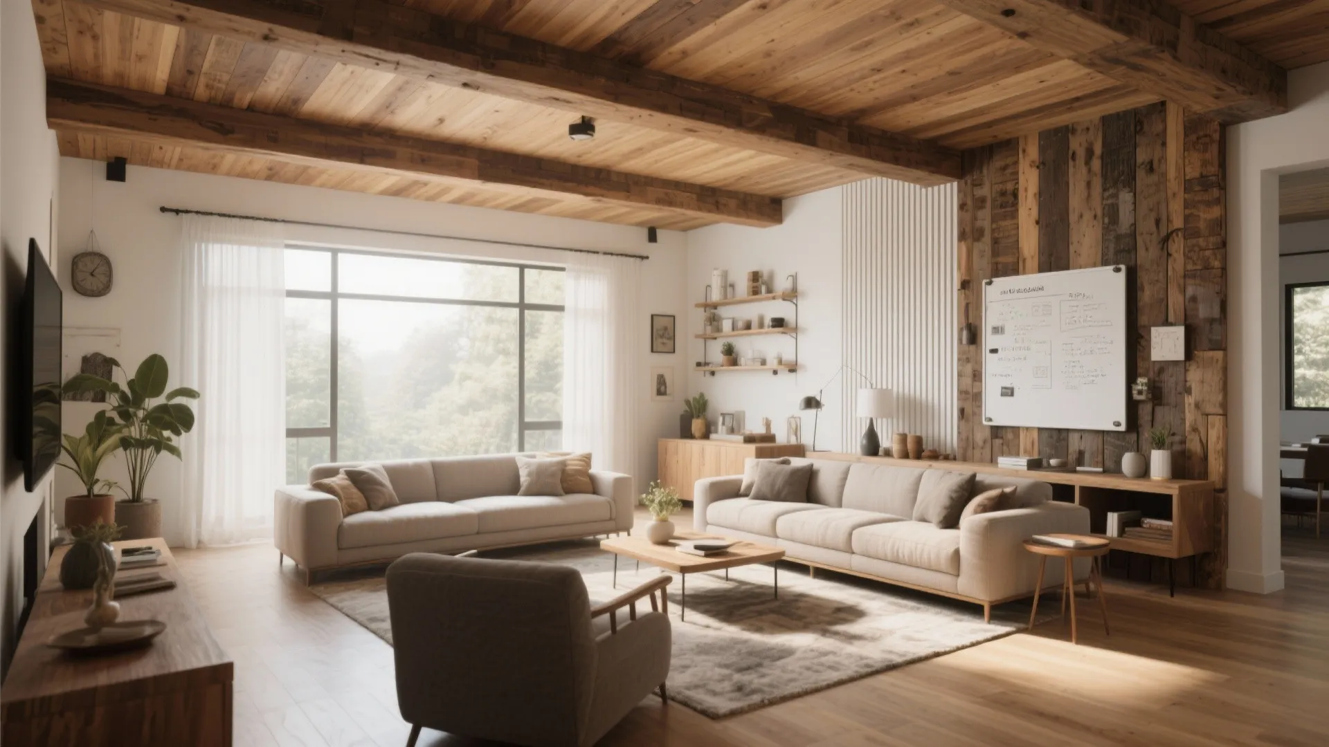 10 Living Room Wood Ceiling Ideas