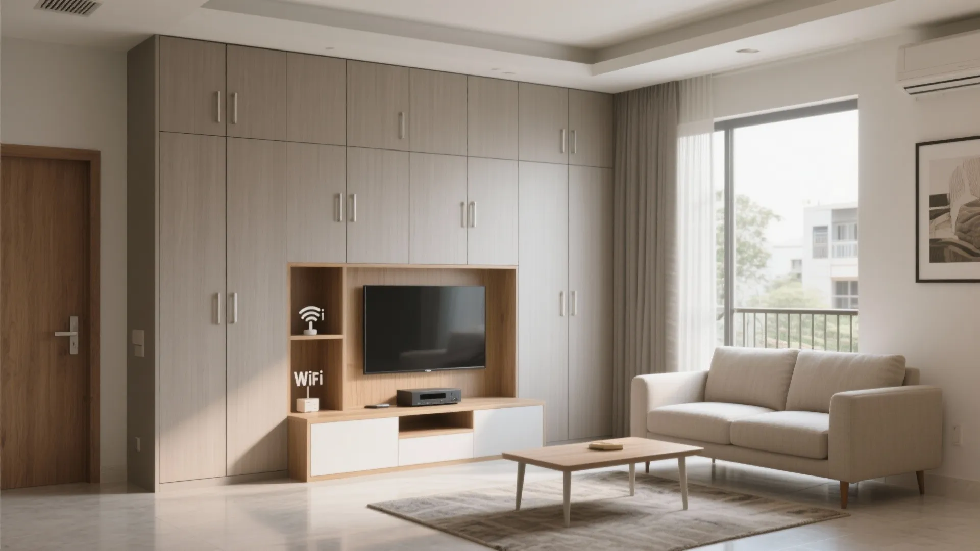 1) Minimalist storage walls for the living room