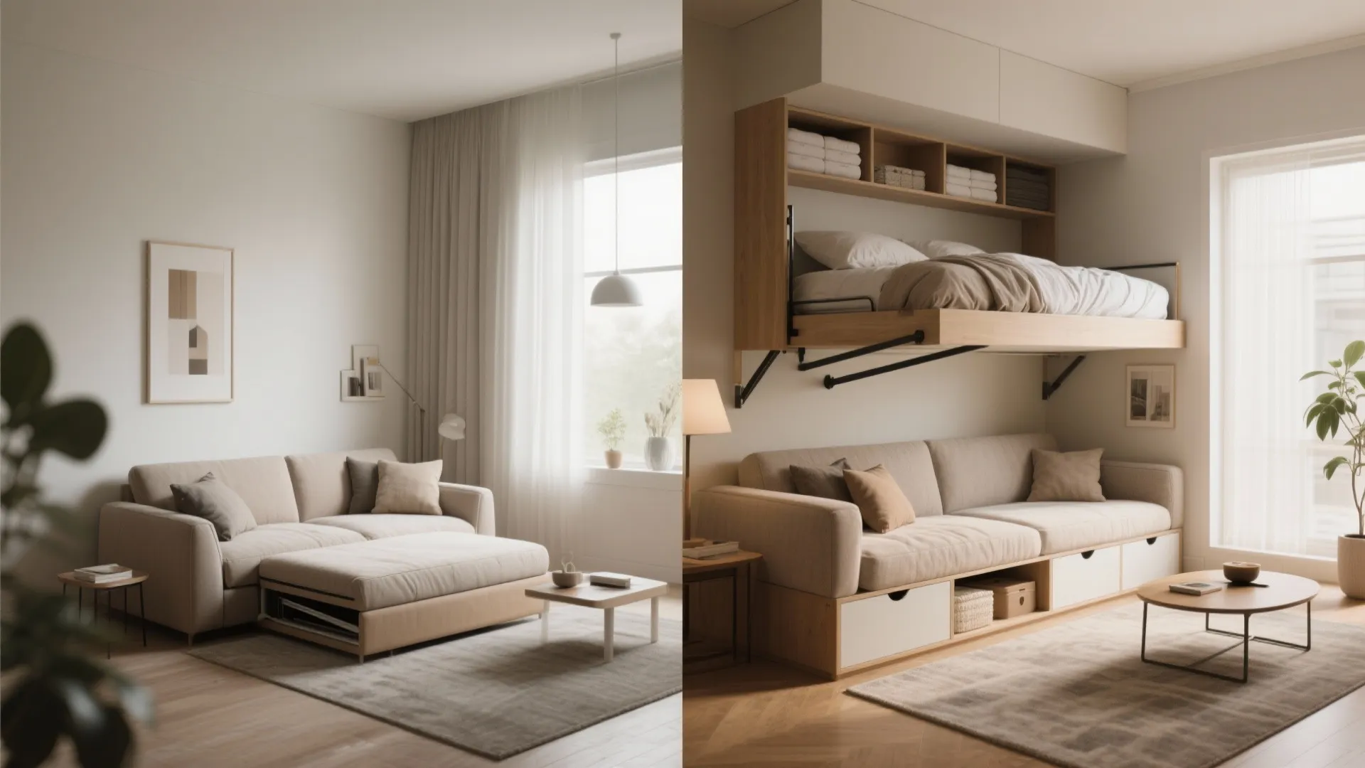 3. Flexible living room that converts to guest room