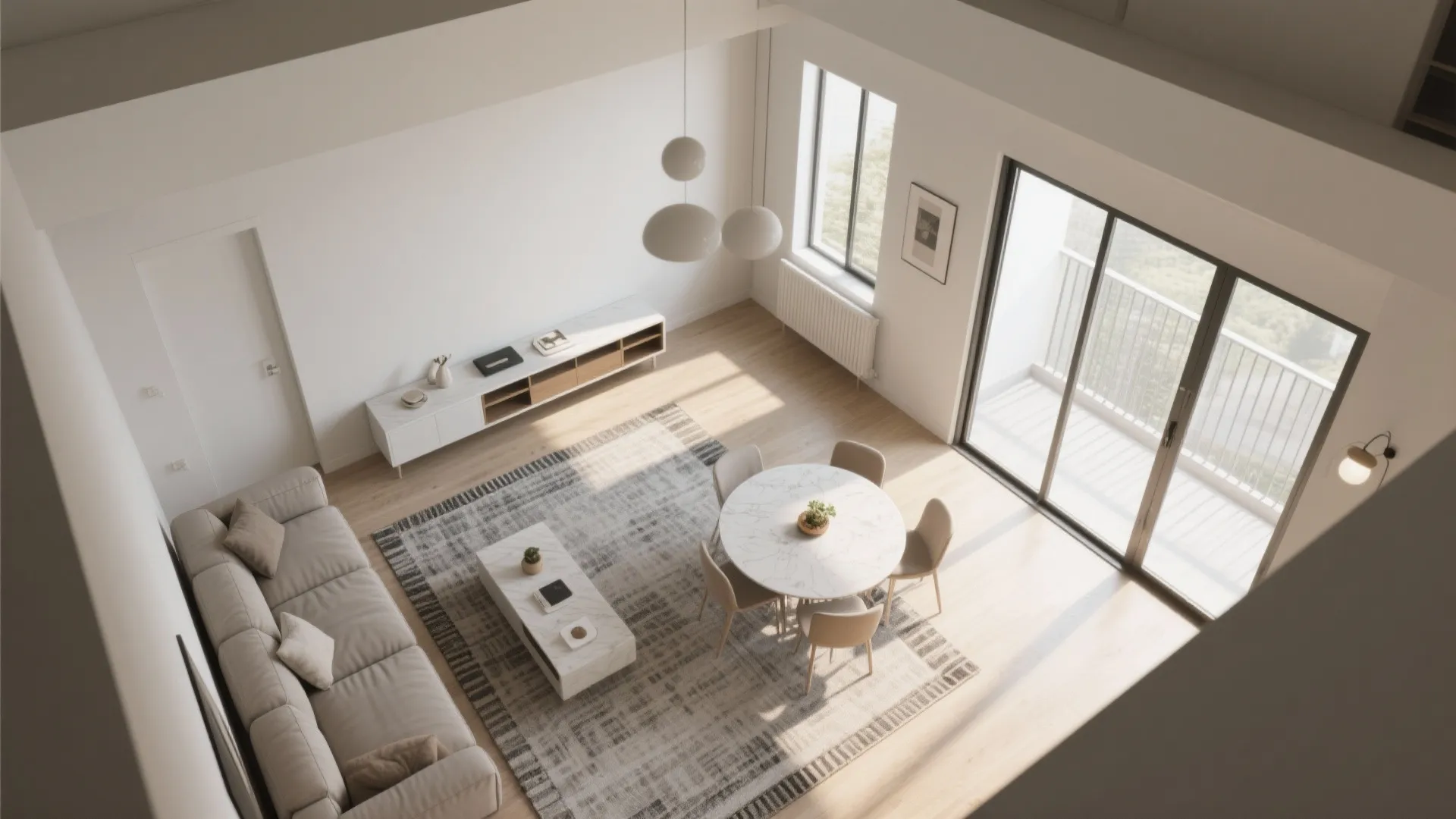 L-Shaped Living–Dining Zoning With Balcony Breeze