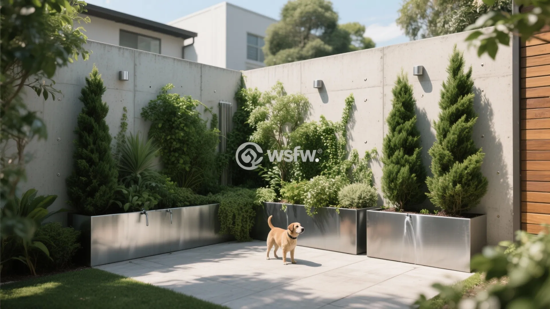Living Boundary Wall with Planters
