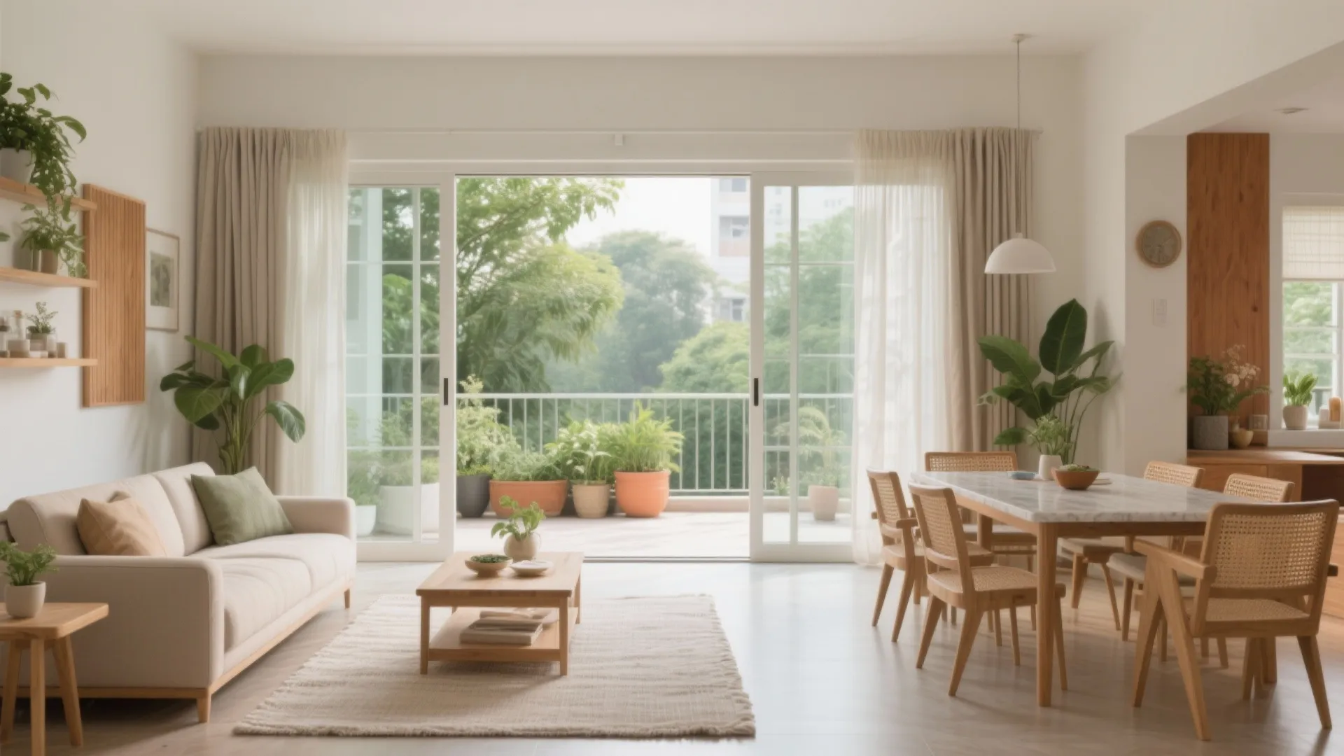 1) Flexible living-dining with cross-ventilation