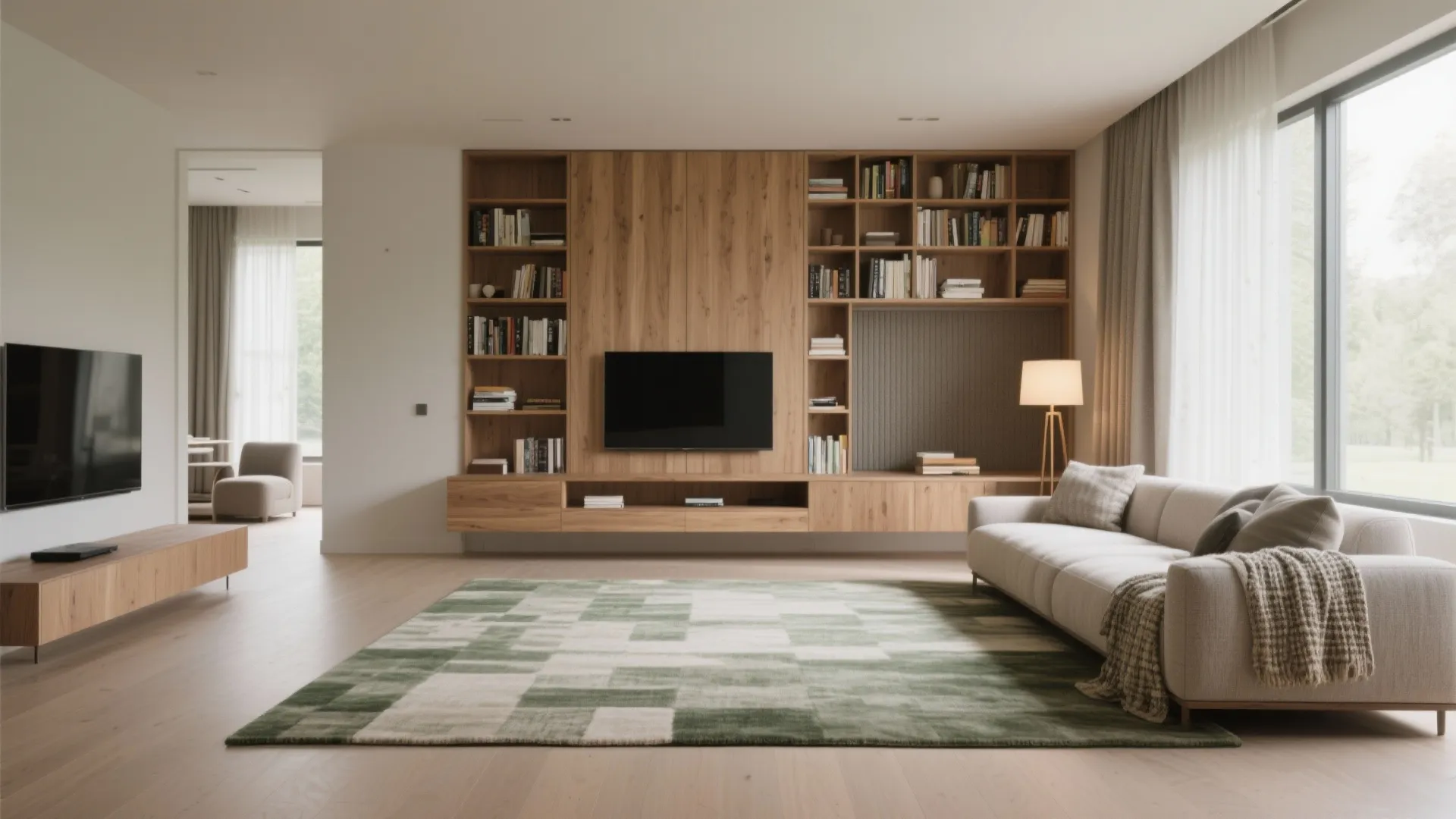 Open living hall with smart zoning