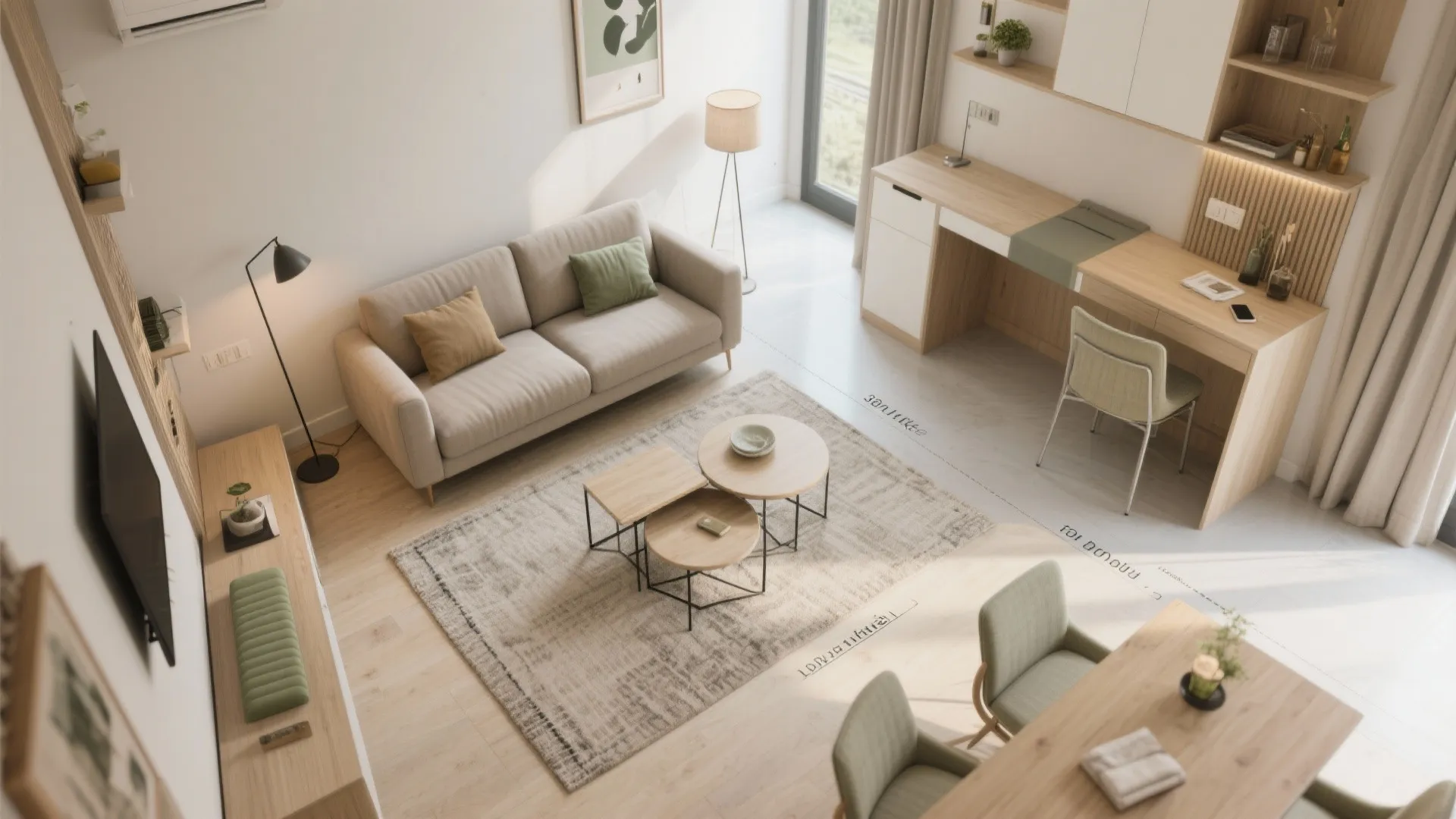 Flexible Living-Dining with Foldables and Zones