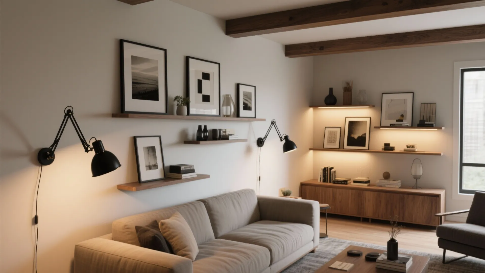 3. Living Room Accent Lighting for Art and Shelves