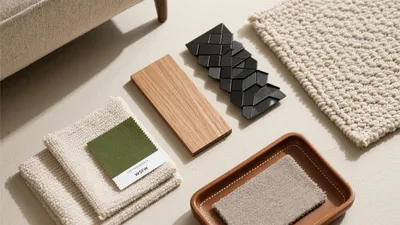 Modern Material Palette for Living Room Design