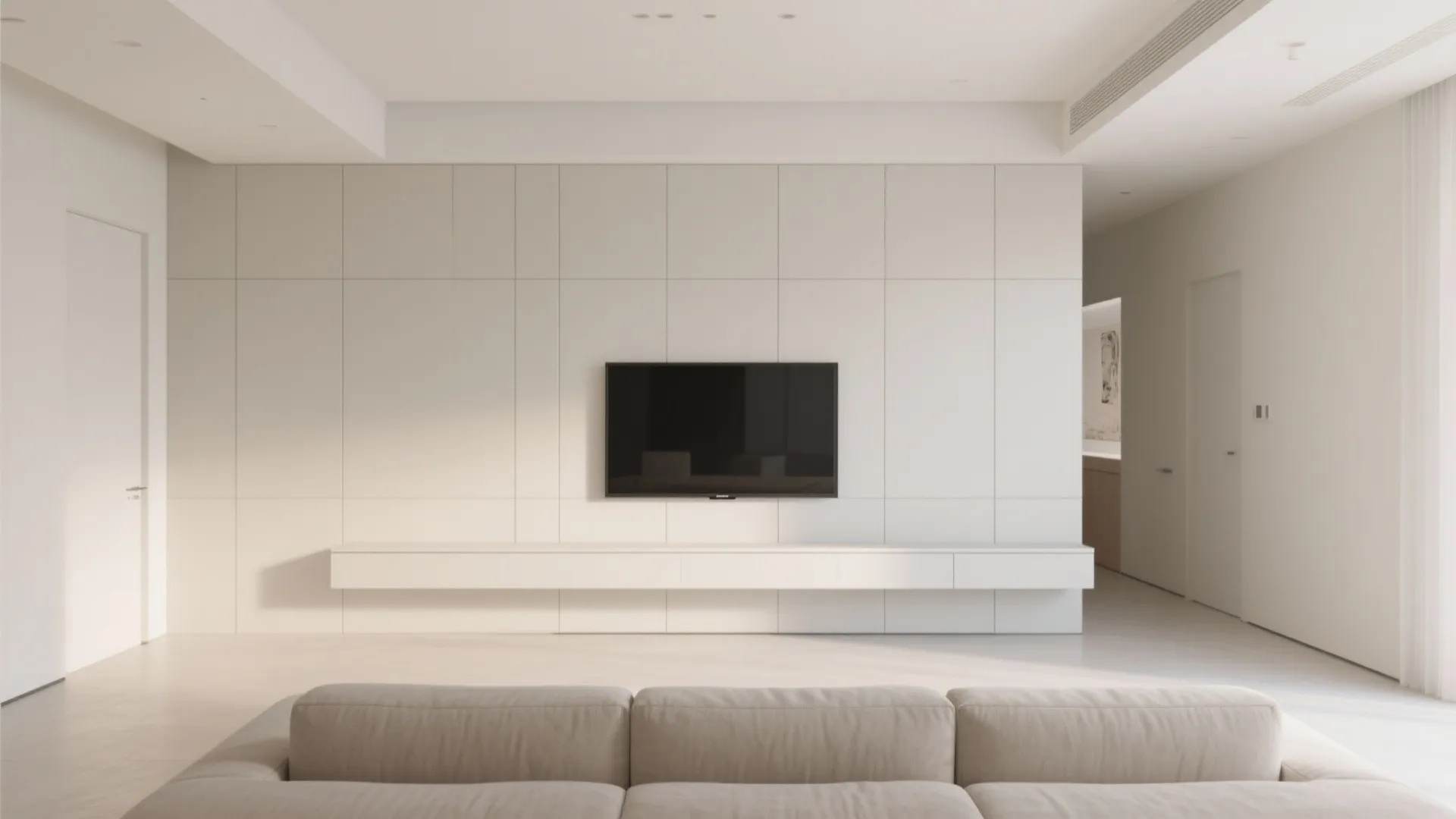 Minimalist PVC Wall Paneling for Airy Living Rooms