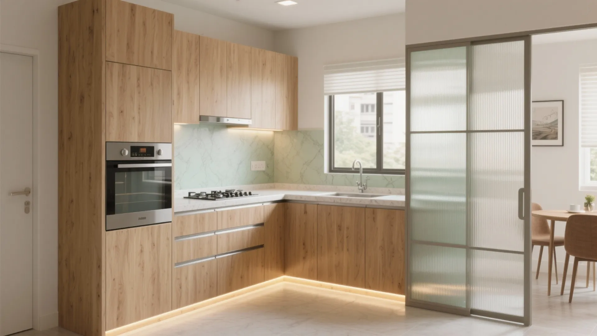 L-shaped small kitchen layout