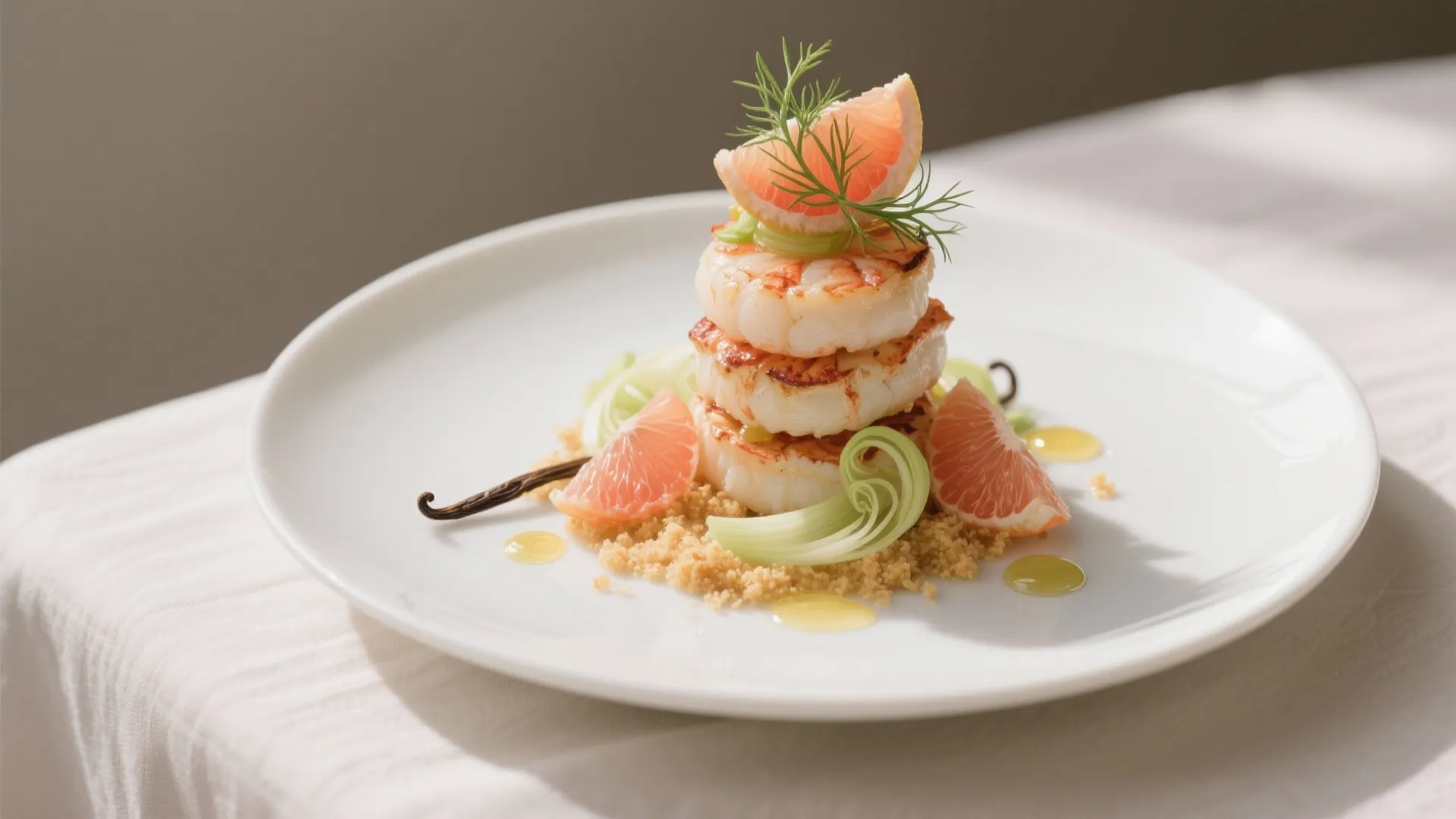 2) Lobster, Grapefruit, and Fennel with Vanilla Oil