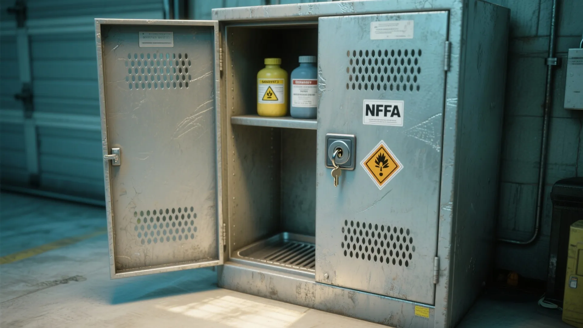 4. Lockable chemical cabinet with ventilated doors