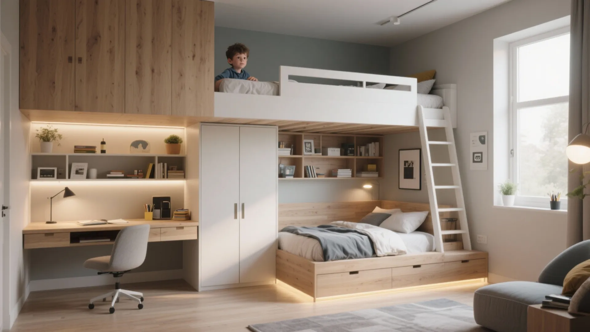 2. Loft Beds with Functional Underneath