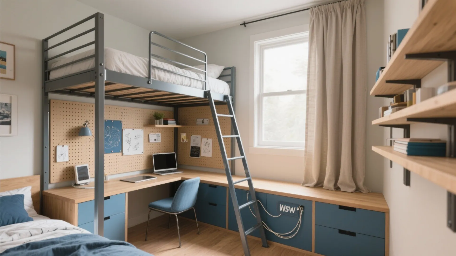 Lofted Bed + Corner Desk Combo