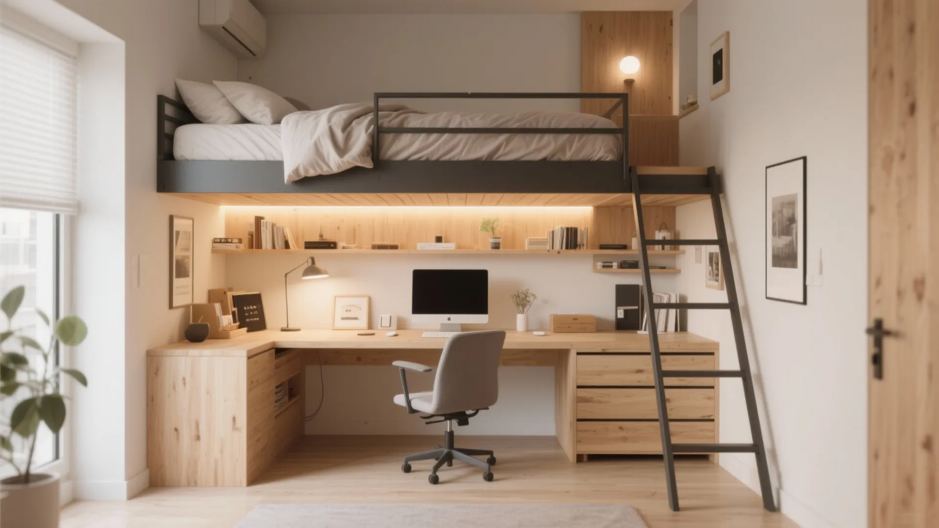 4. Loft Bed with Desk Underneath