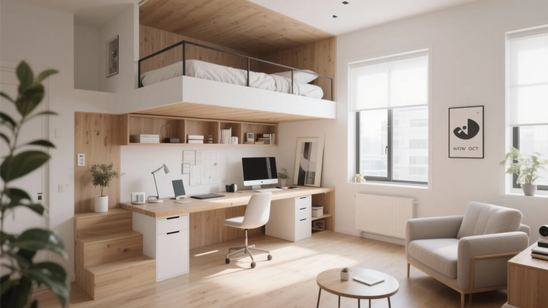 7. Loft Bed with Desk Underneath