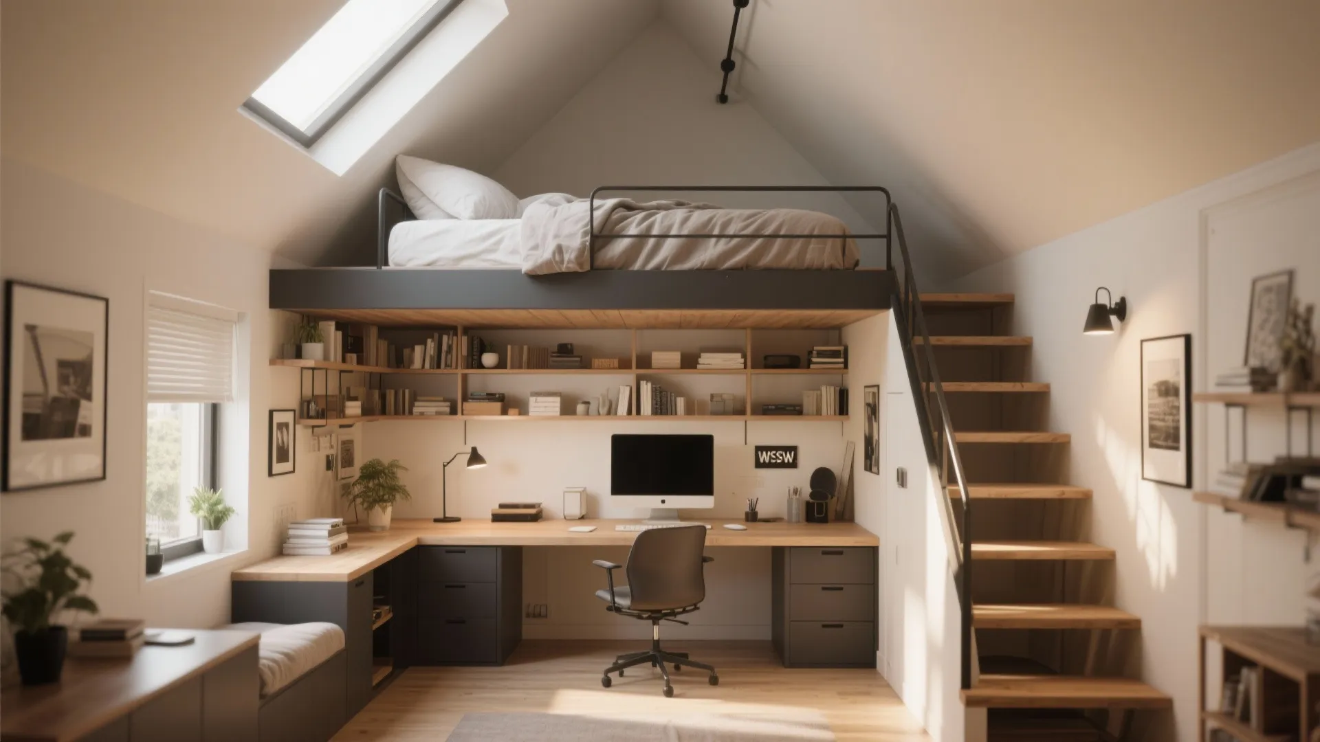 3. Built-In Desk Under Loft Bed