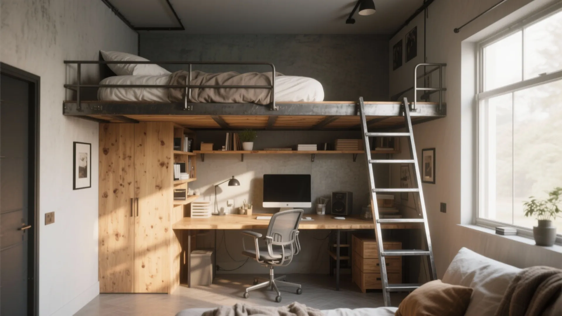 2. Lofted Bed to Create a Second Zone