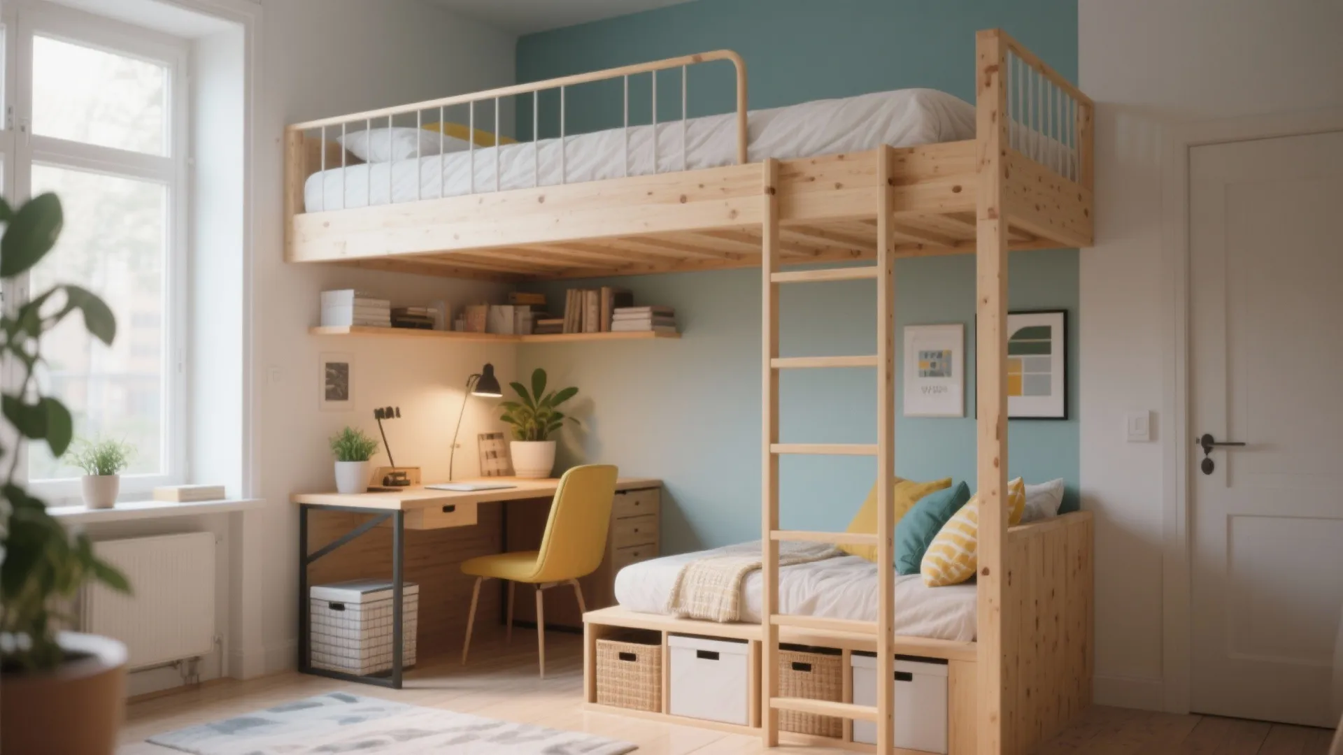 1. Loft bed with a usable zone underneath