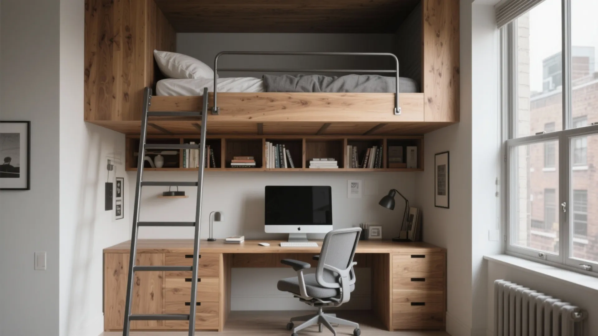 1. Loft Bed with Built-in Desk