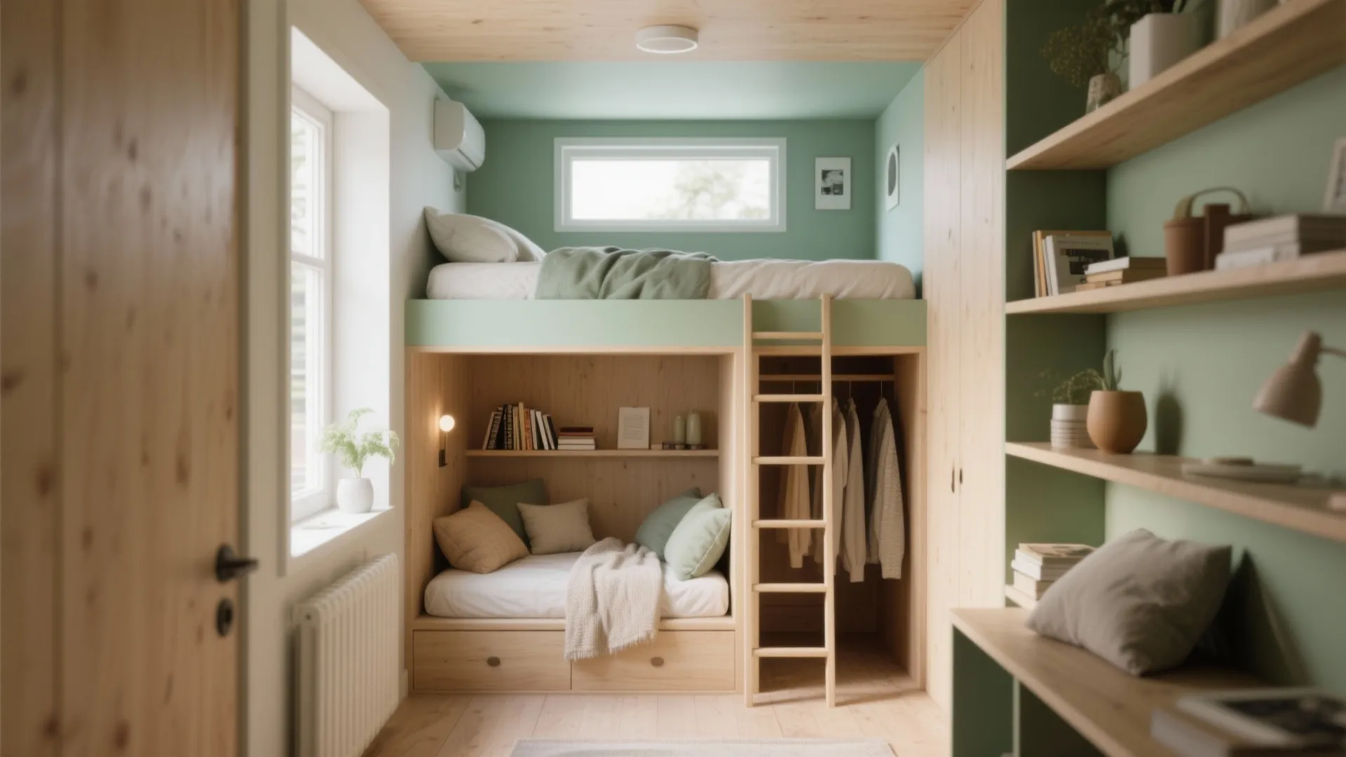 5. Lofted bed or platform with under-bed nook