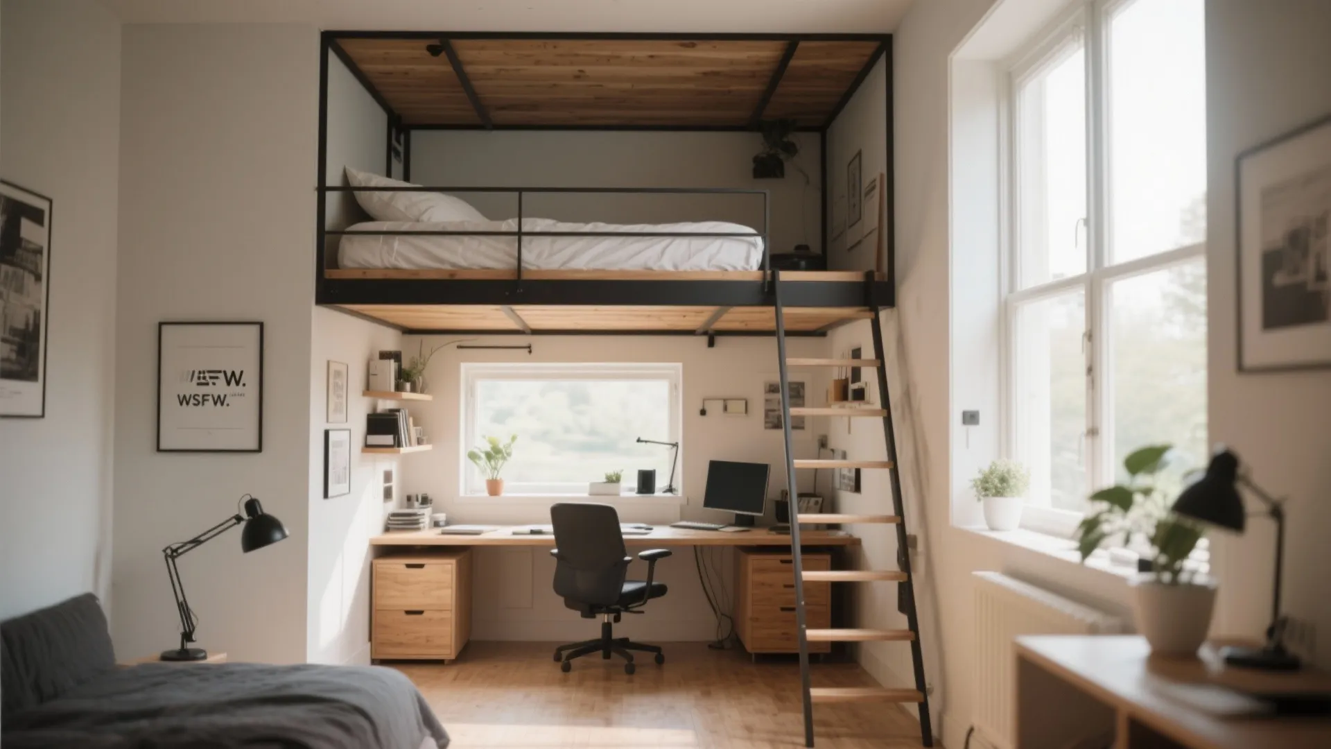 4. Loft Bed with Office Below