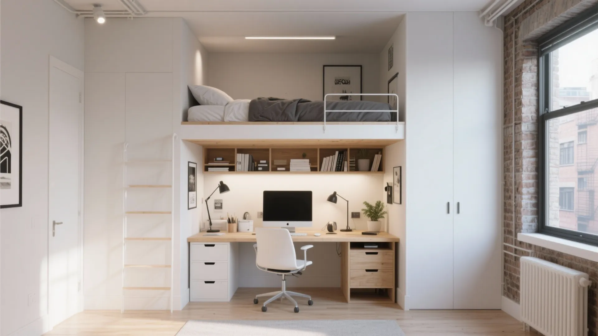 4. Loft Bed Over Workstation