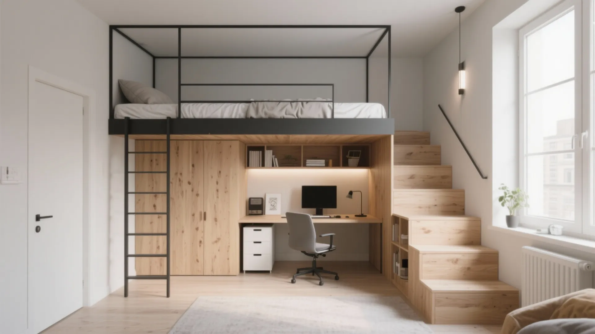 10. Loft Bed with Office Underneath