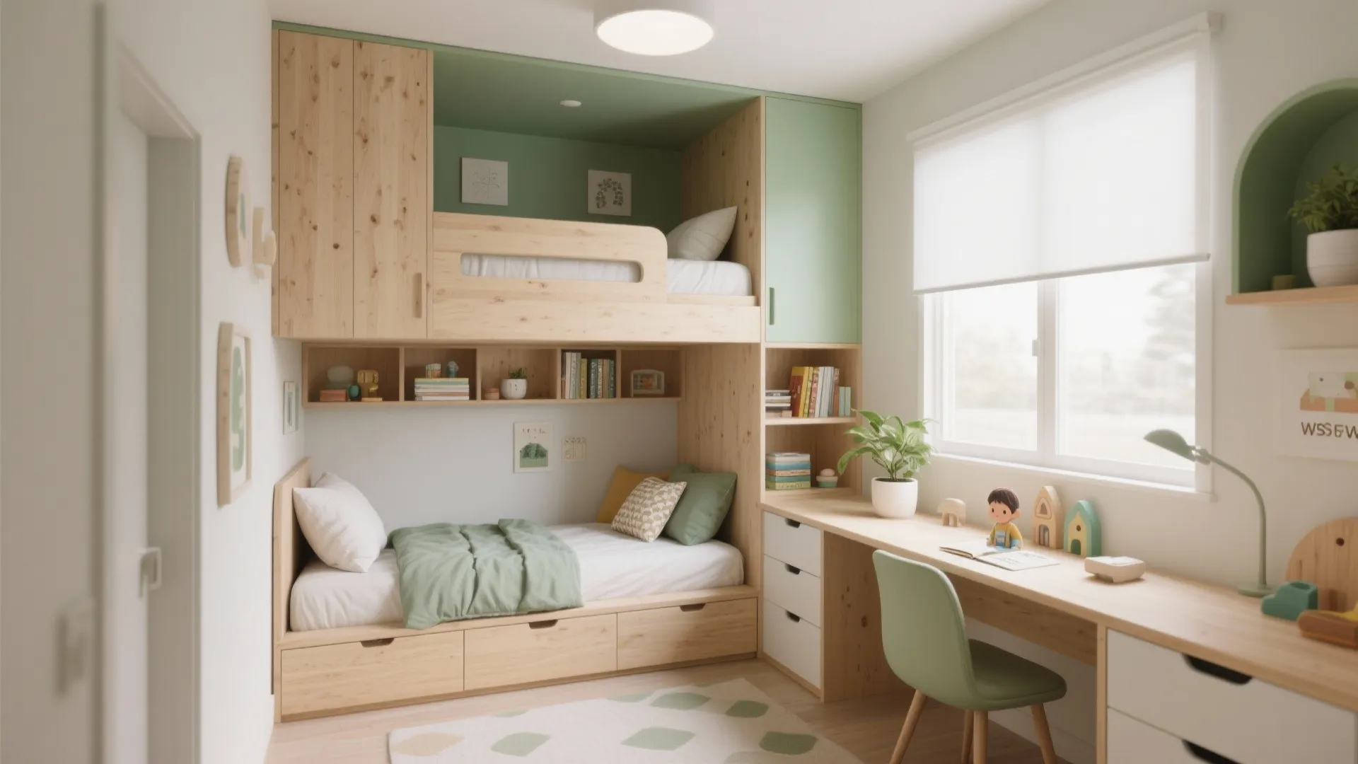 1. Loft Bed with Built-In Storage