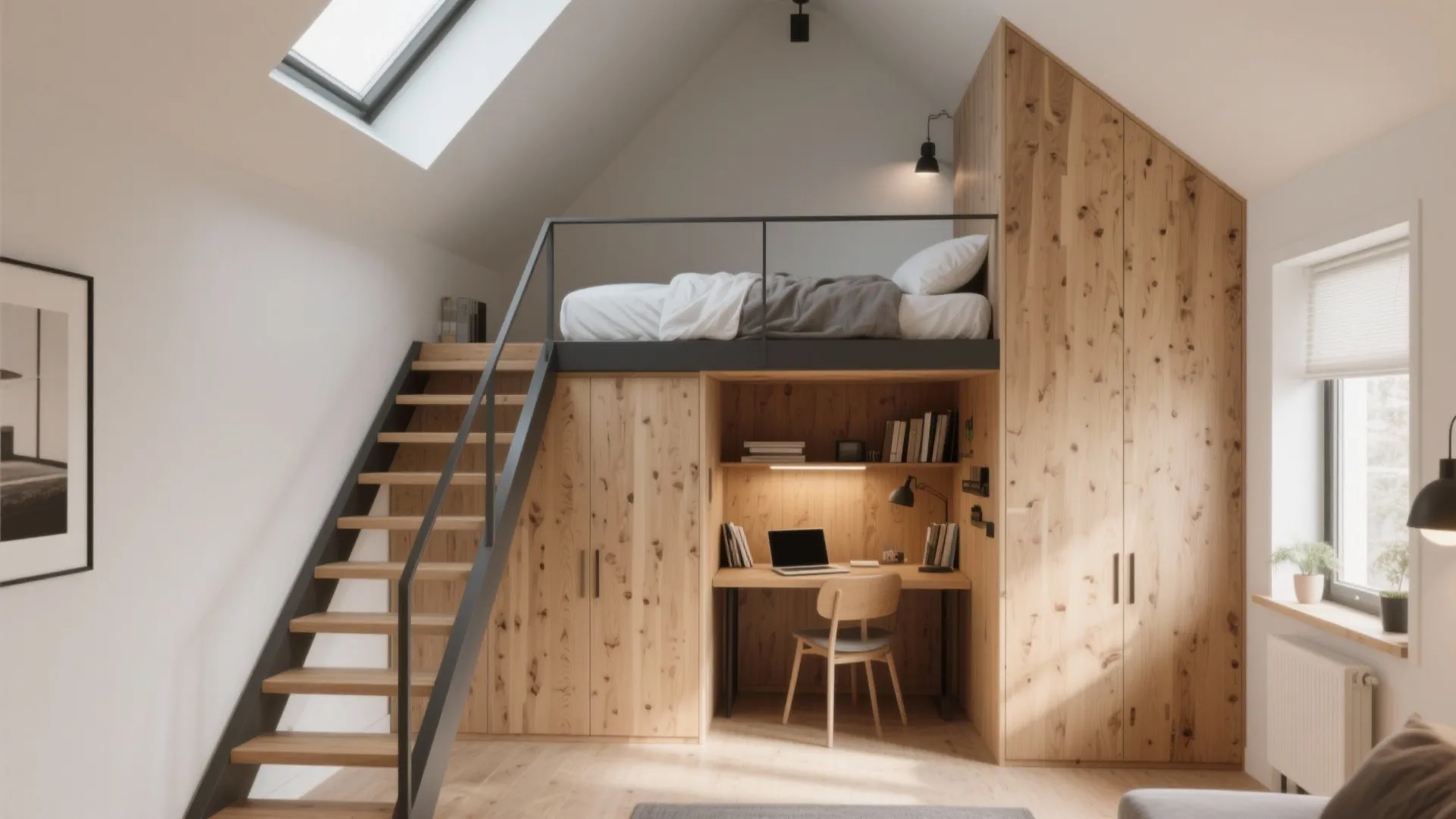 Loft-style elevated bed space