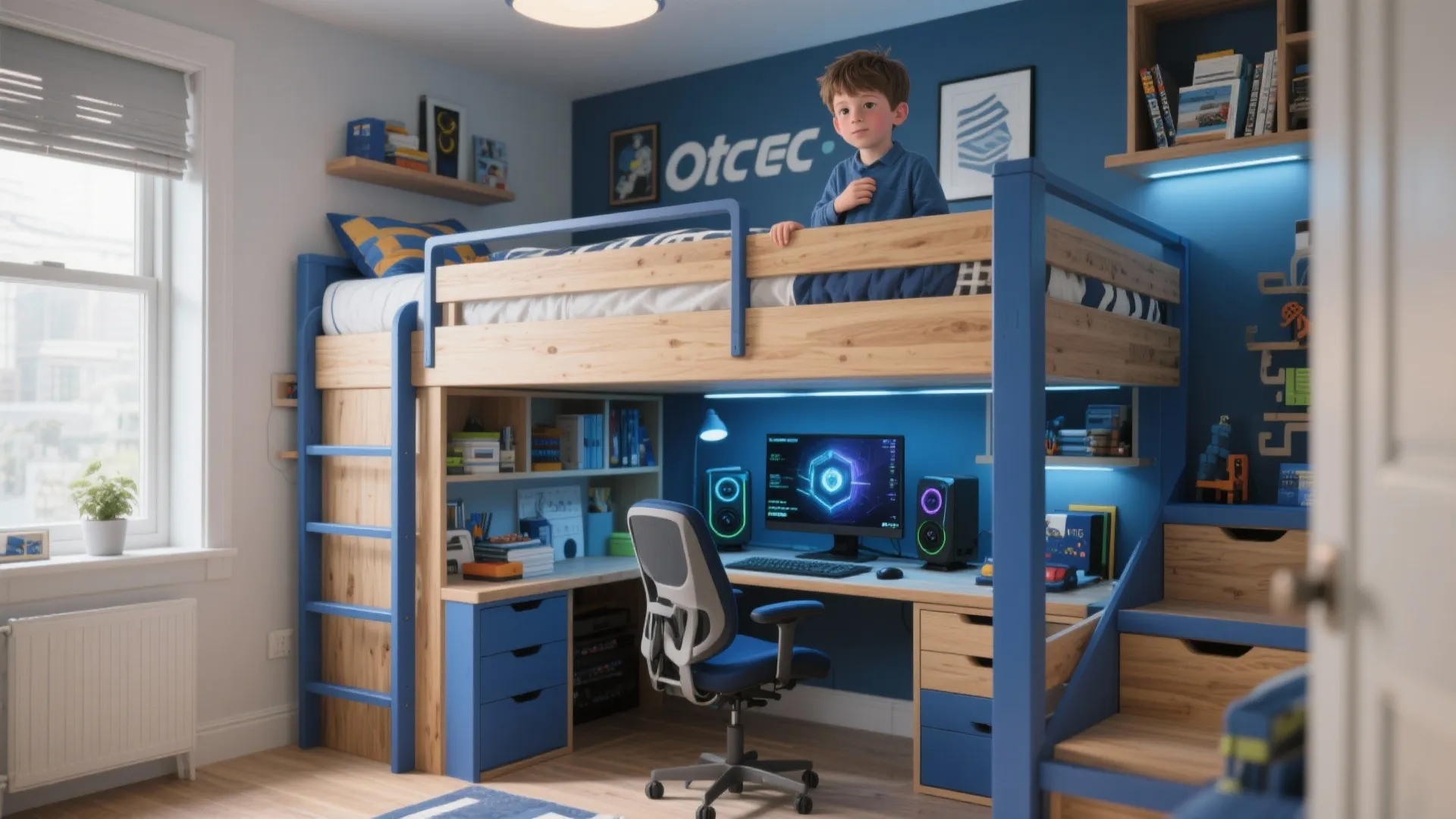 Loft bed with study nook