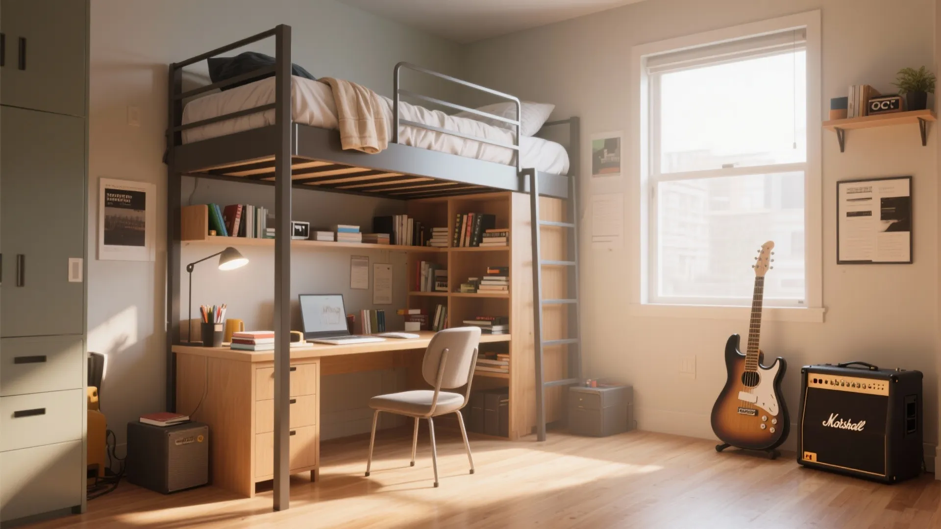 1. Loft-Style Desk Underneath