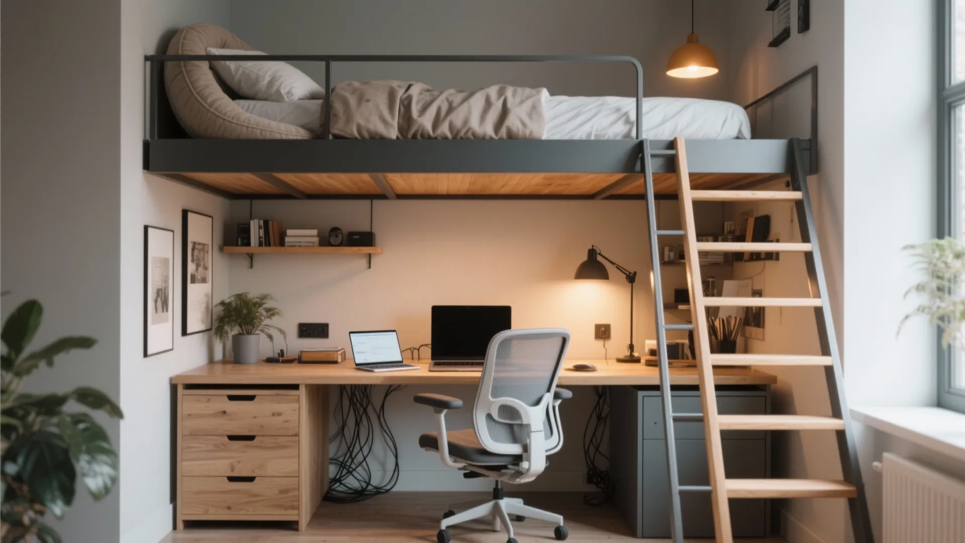2. Loft bed with workstation underneath