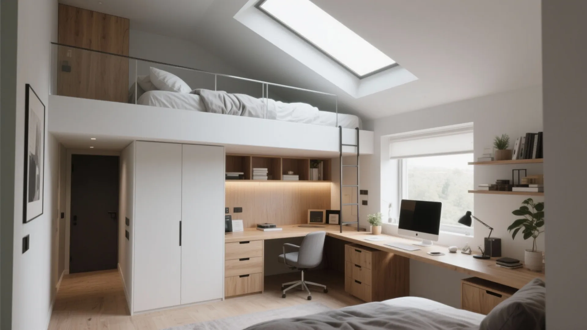 5. Loft Bed with Workspace Underneath
