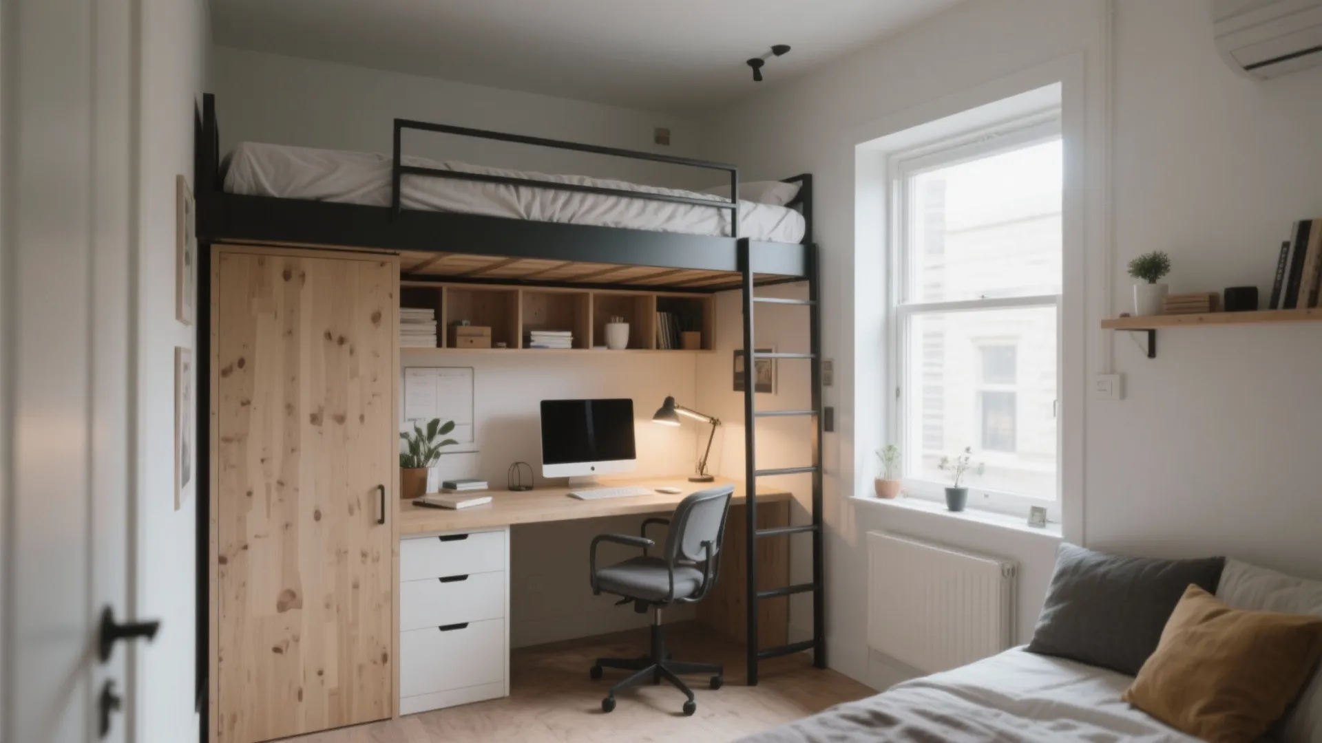 2. Loft Bed with Workspace Underneath
