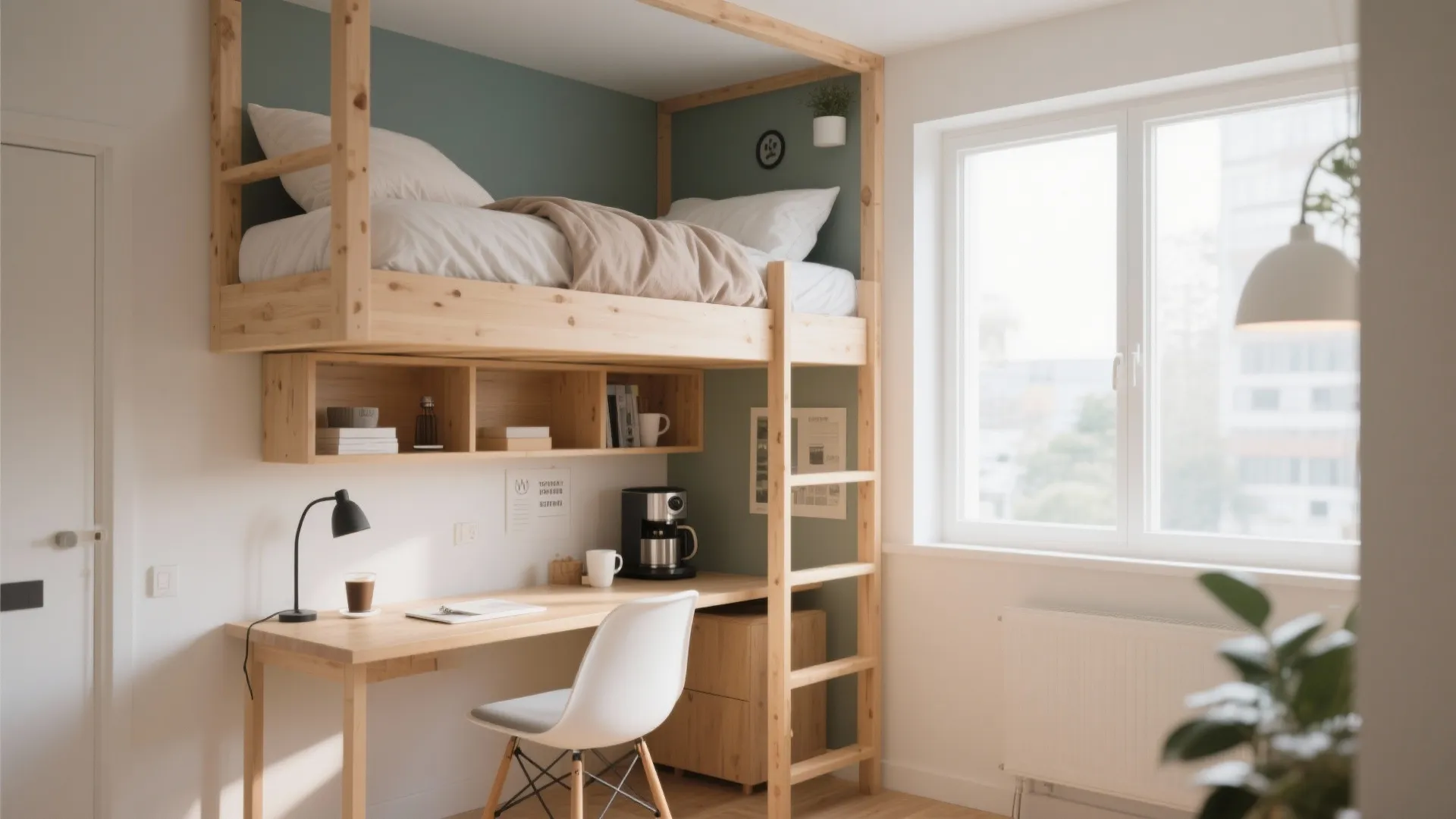 7. Loft Bed with Workspace Underneath