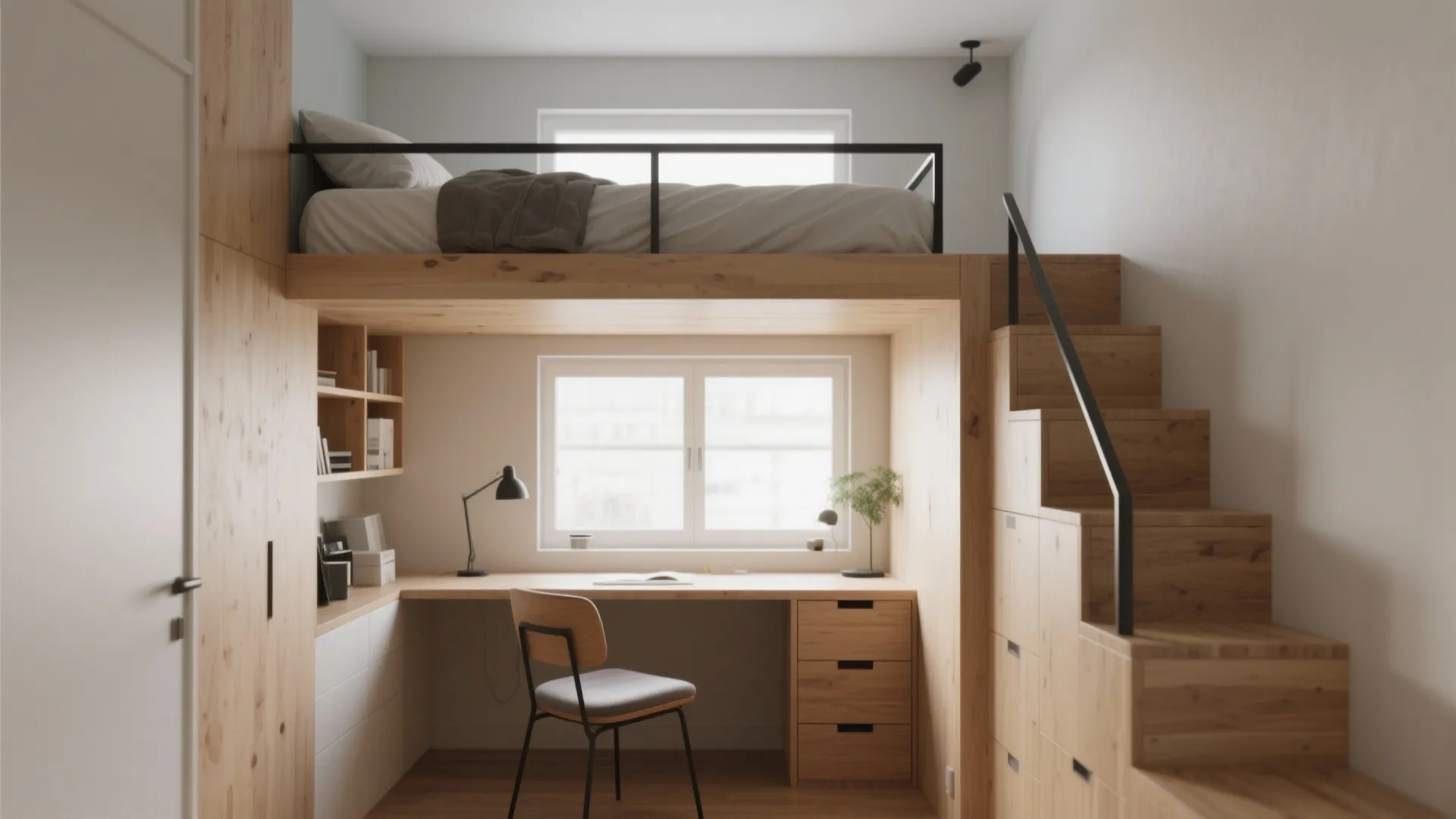 Loft Bed with Workspace Underneath