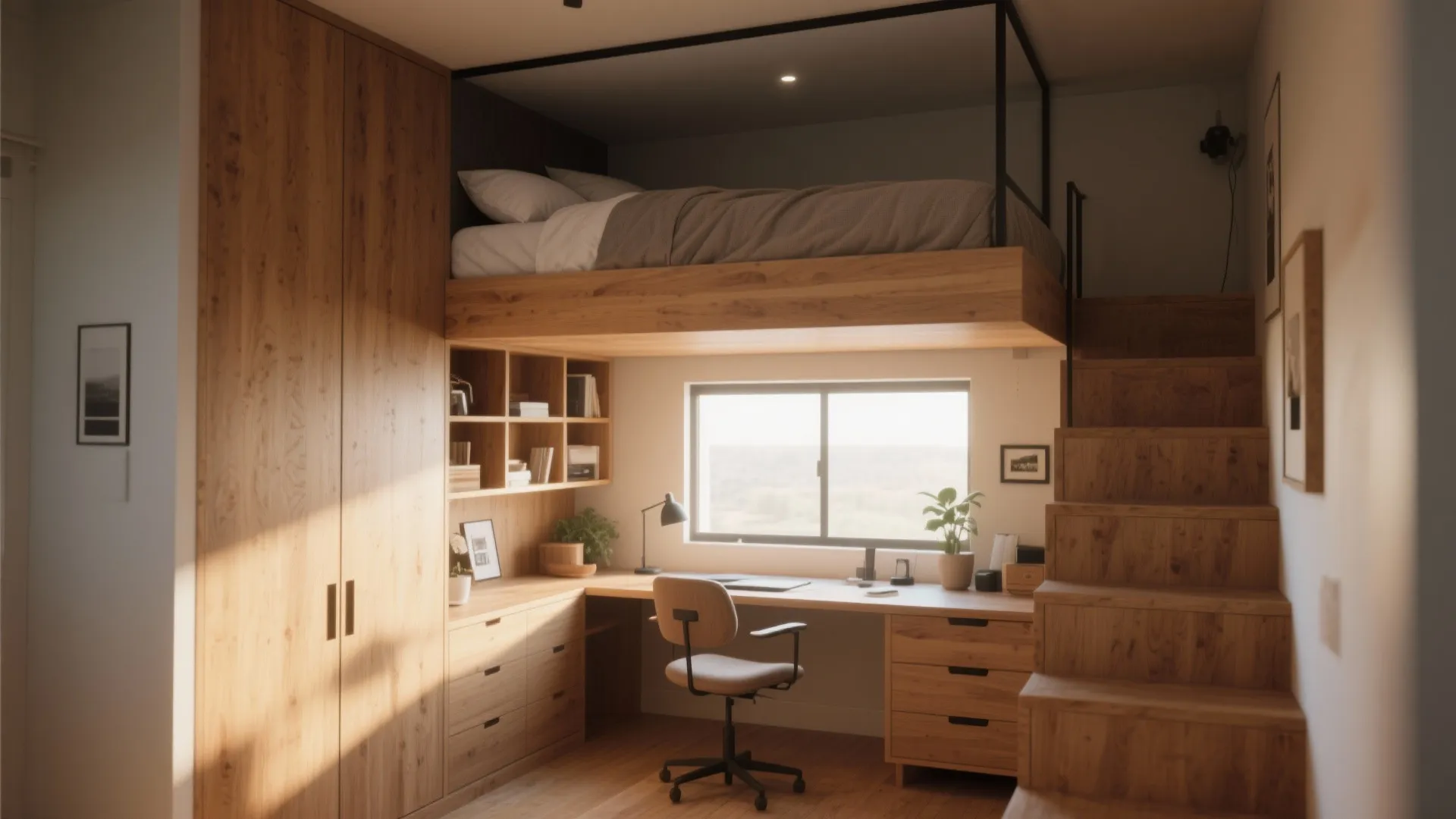 Loft Bed with Workspace Underneath