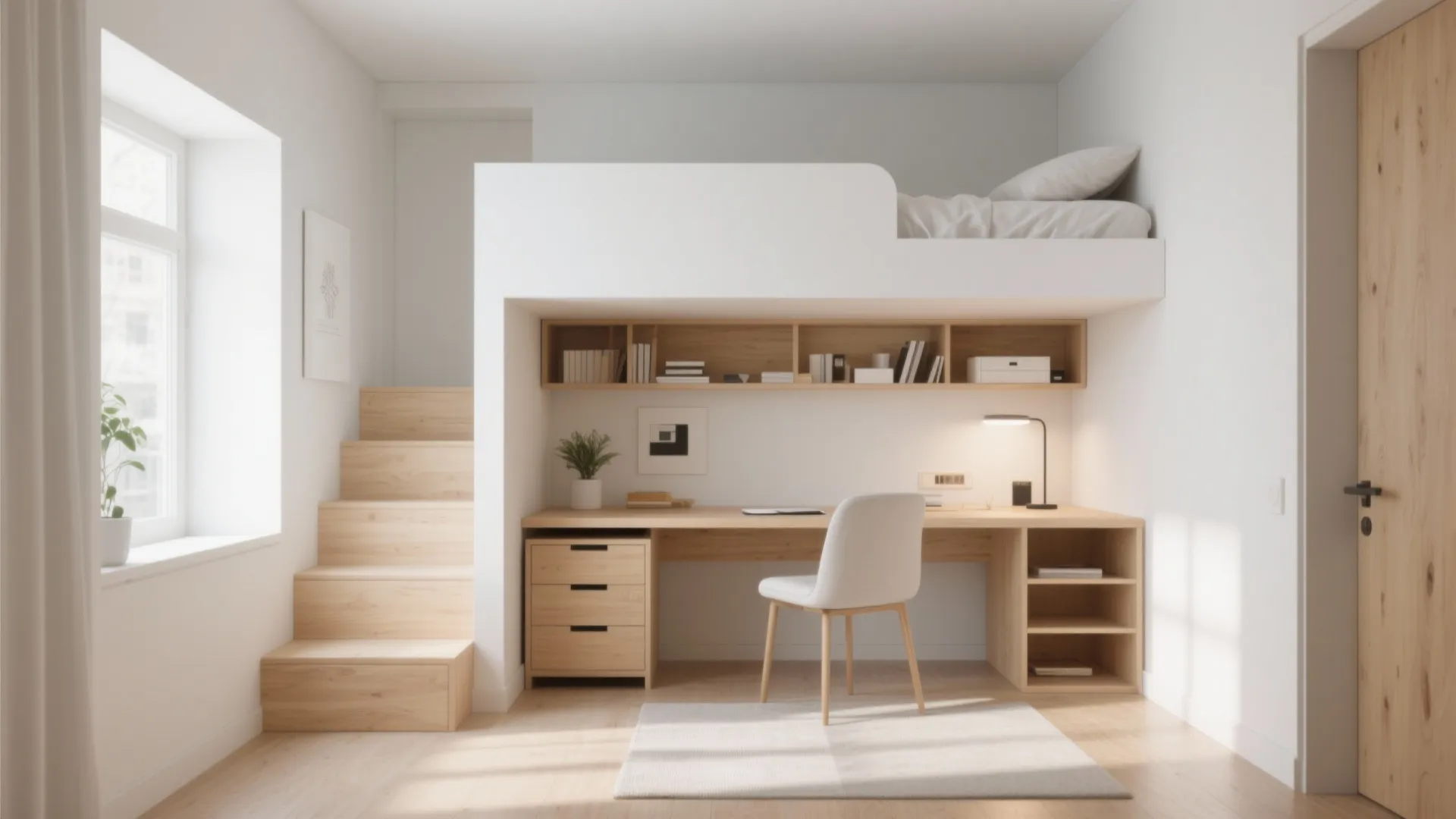 Loft Bed with Workspace Underneath