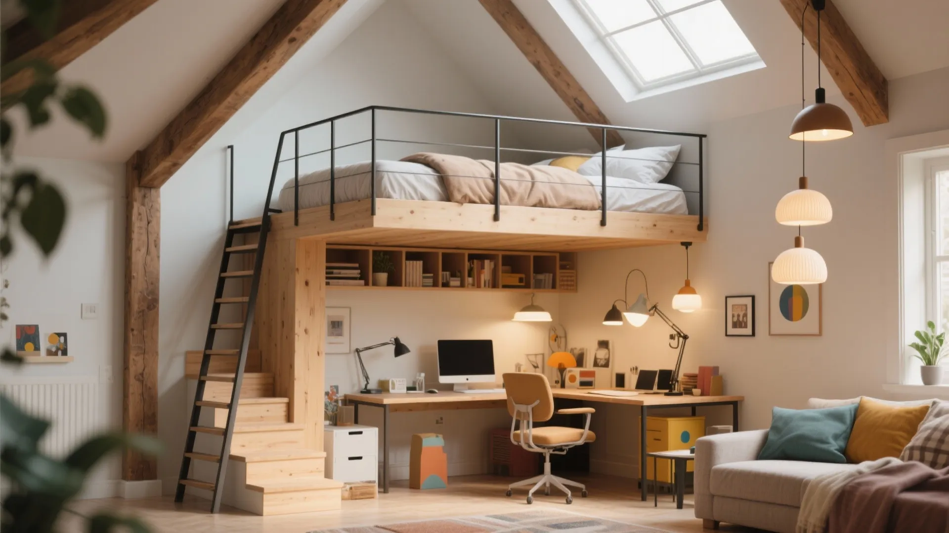 4. Lofted sleeping platform