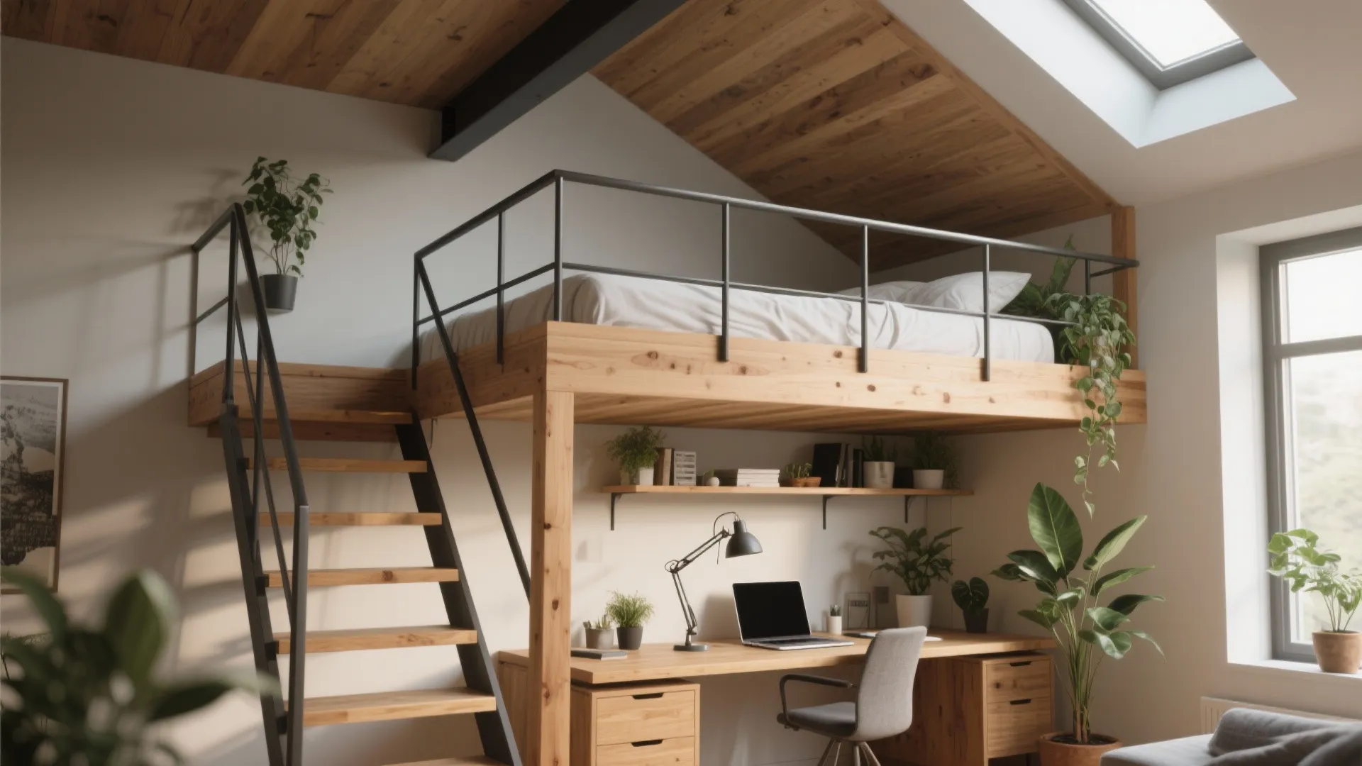 2. Loft beds with storage or workspace underneath