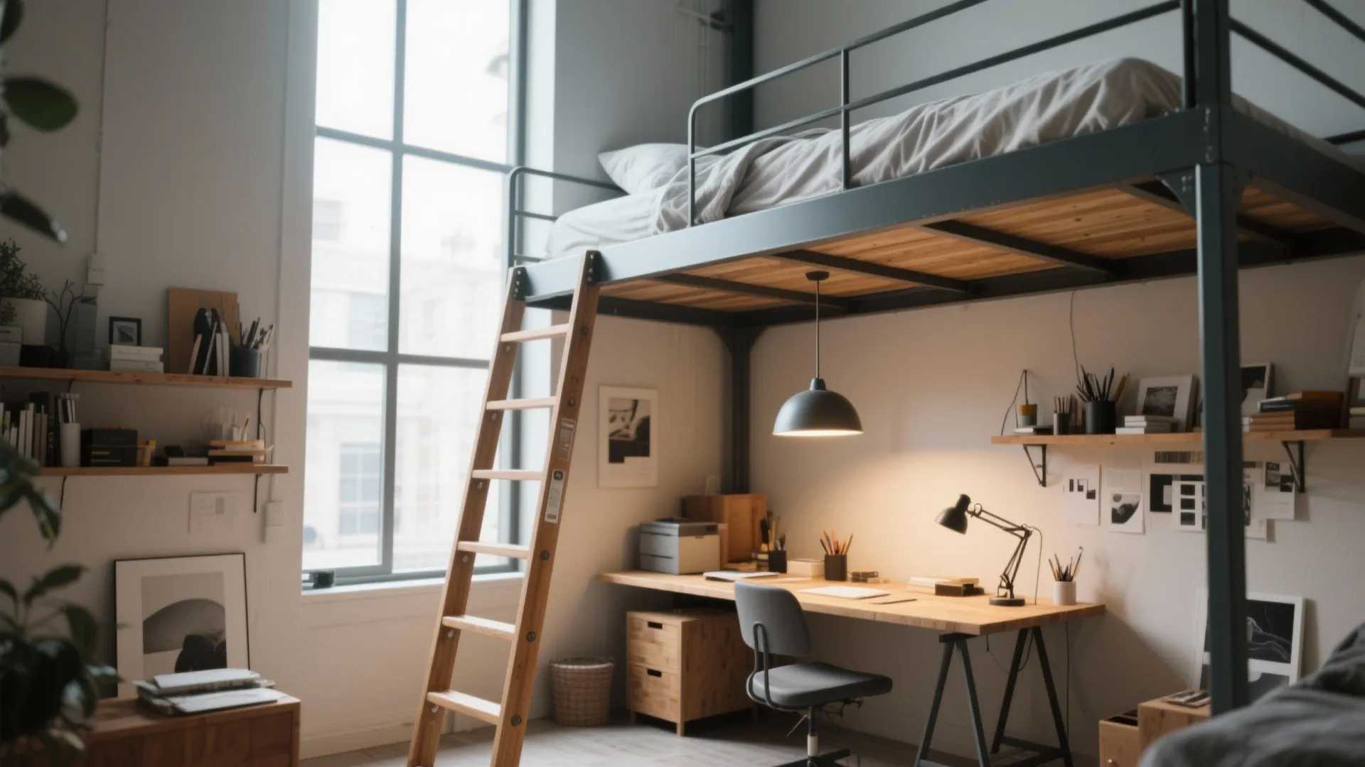 3. Loft bed with workspace underneath