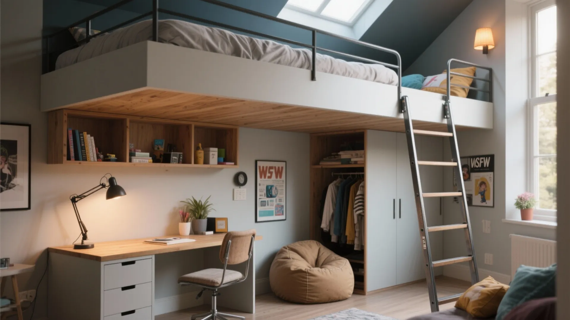 1. Loft bed with activity zone underneath